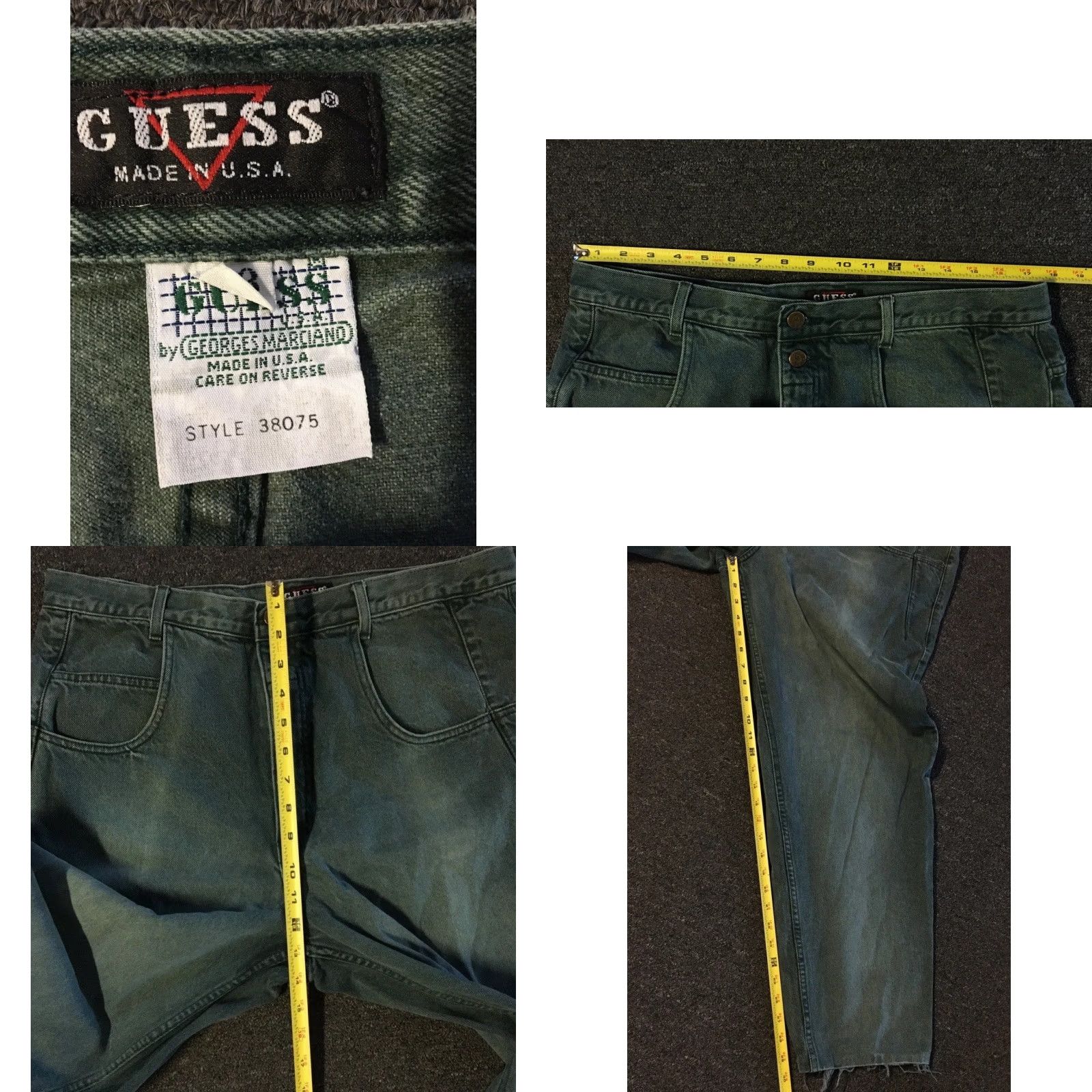 Guess VINTAGE GUESS Jeans 90s Distressed Baggy Green 35 USA Men Denim Distressed Hip Hop Grunge 80s Punk Rock Retro USA Logo Size US 35 - 9 Thumbnail