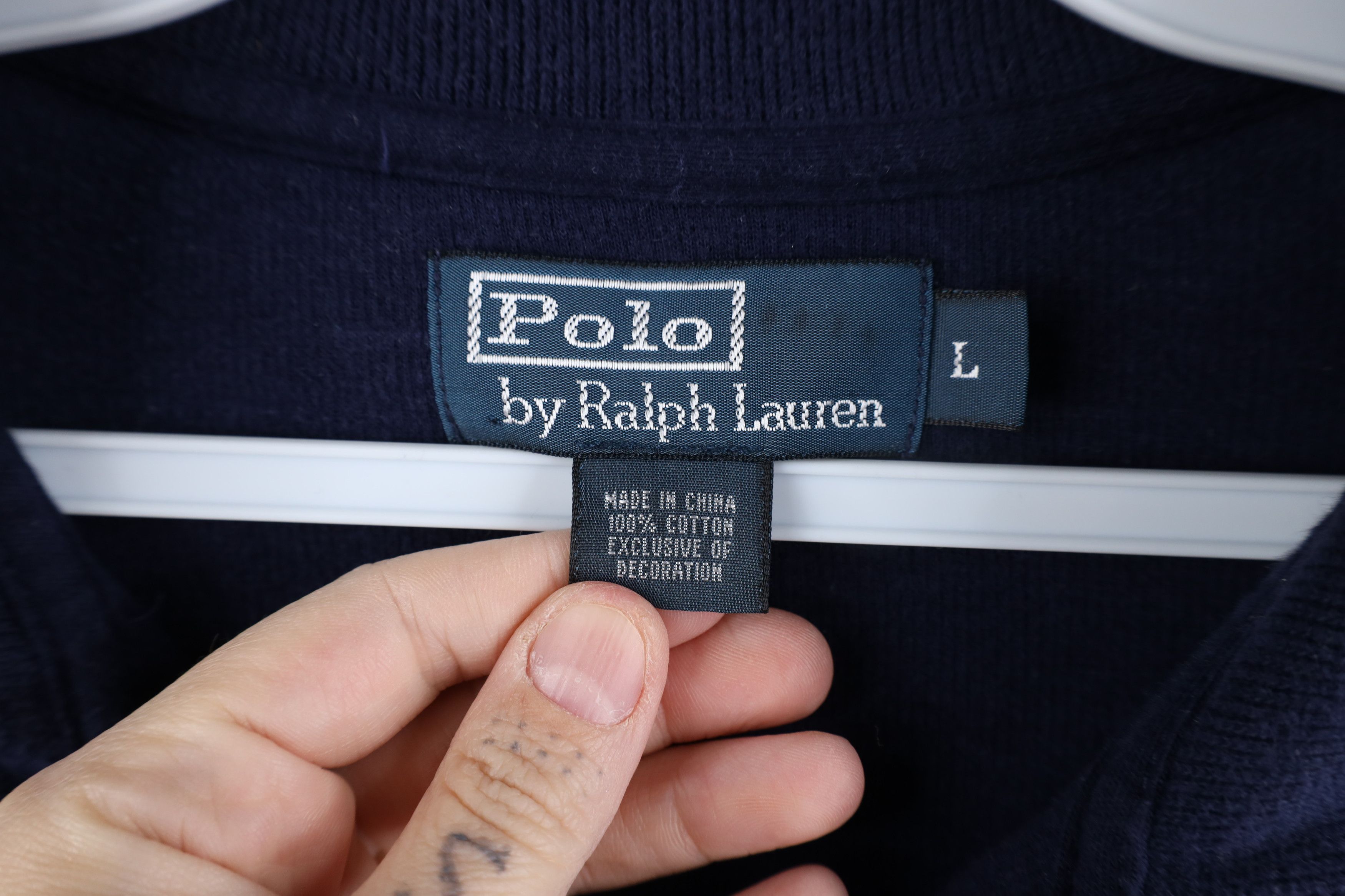 Ralph Lauren × Vintage Vintage 90s Ralph Lauren Cotton Ribbed Knit Half Zip Sweater Size US L / EU 52-54 / 3 - 7 Thumbnail
