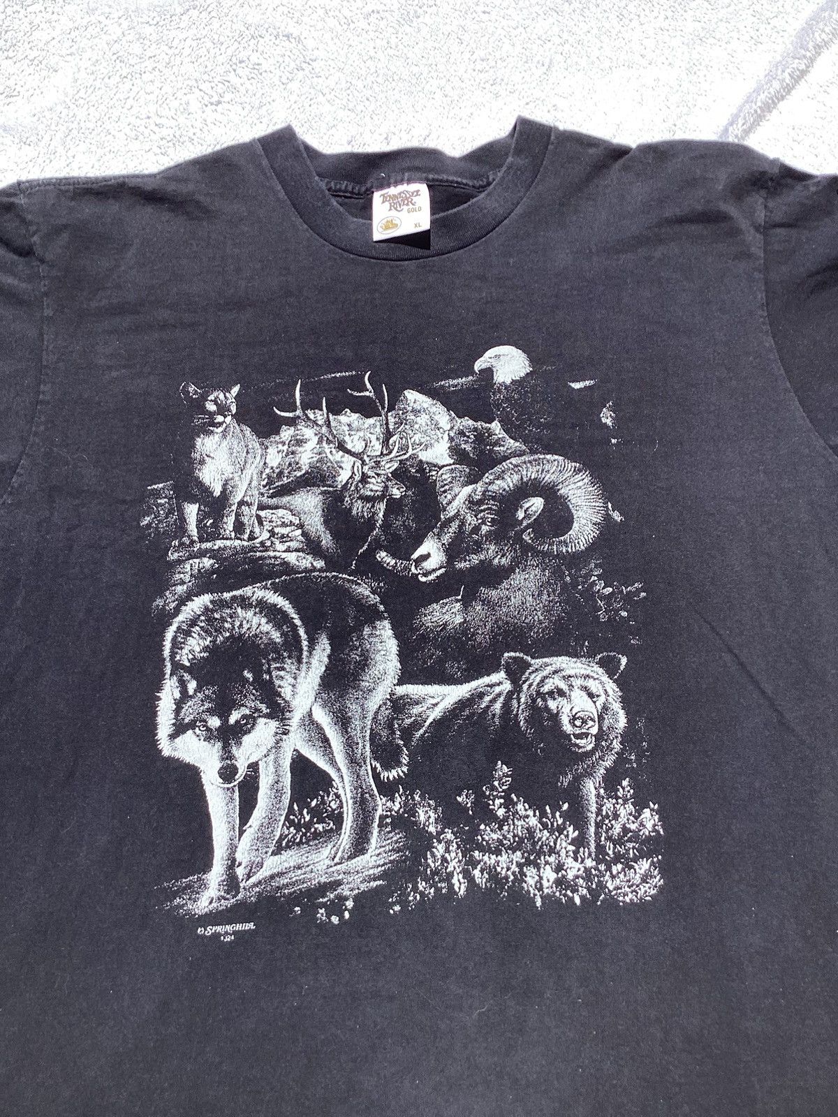 Vintage Vtg 90s wilderness animal nature scene Tennessee river Tee Size US XL / EU 56 / 4 - 2 Thumbnail
