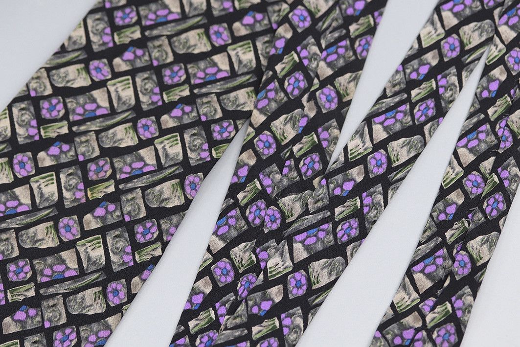 Other J. Garcia Snail Garden Silk Tie – Purple and Stone Print Size ONE SIZE - 8 Thumbnail