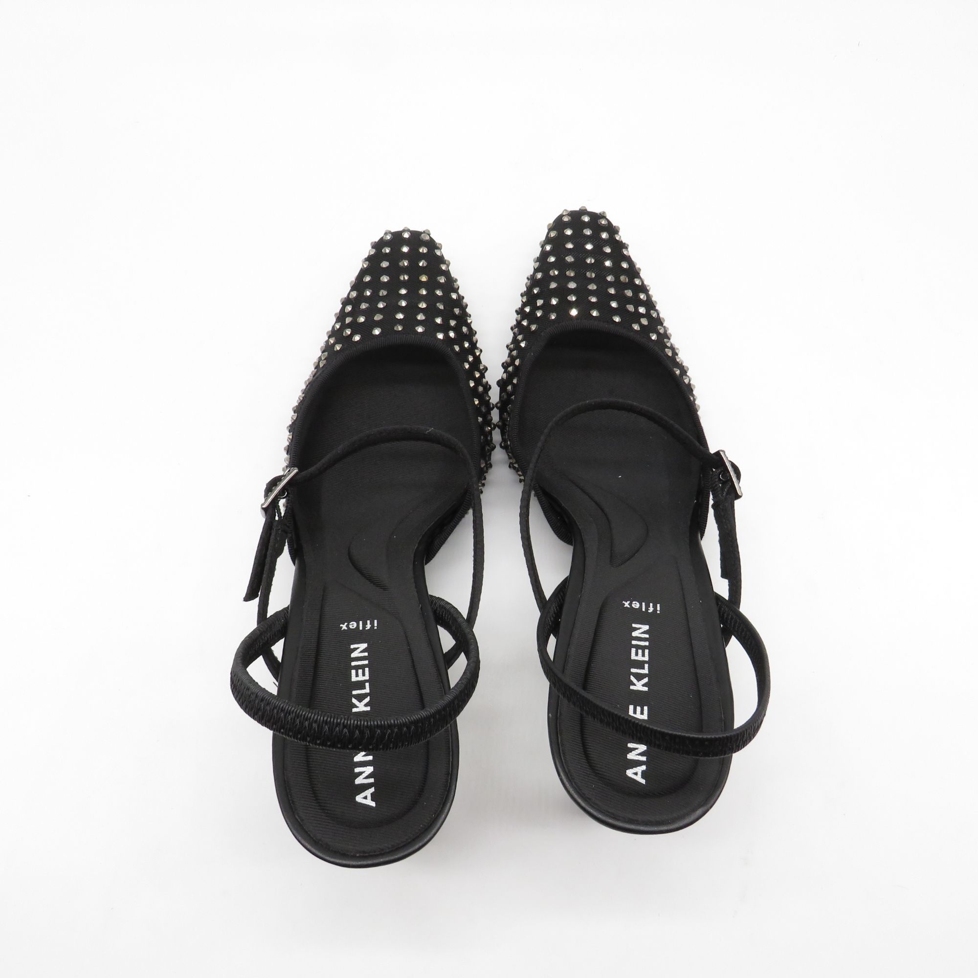 Other Anne Klein Women's Black Crystal Embellished Sling Back Heel Size US 8.5 / IT 38.5 - 7 Thumbnail