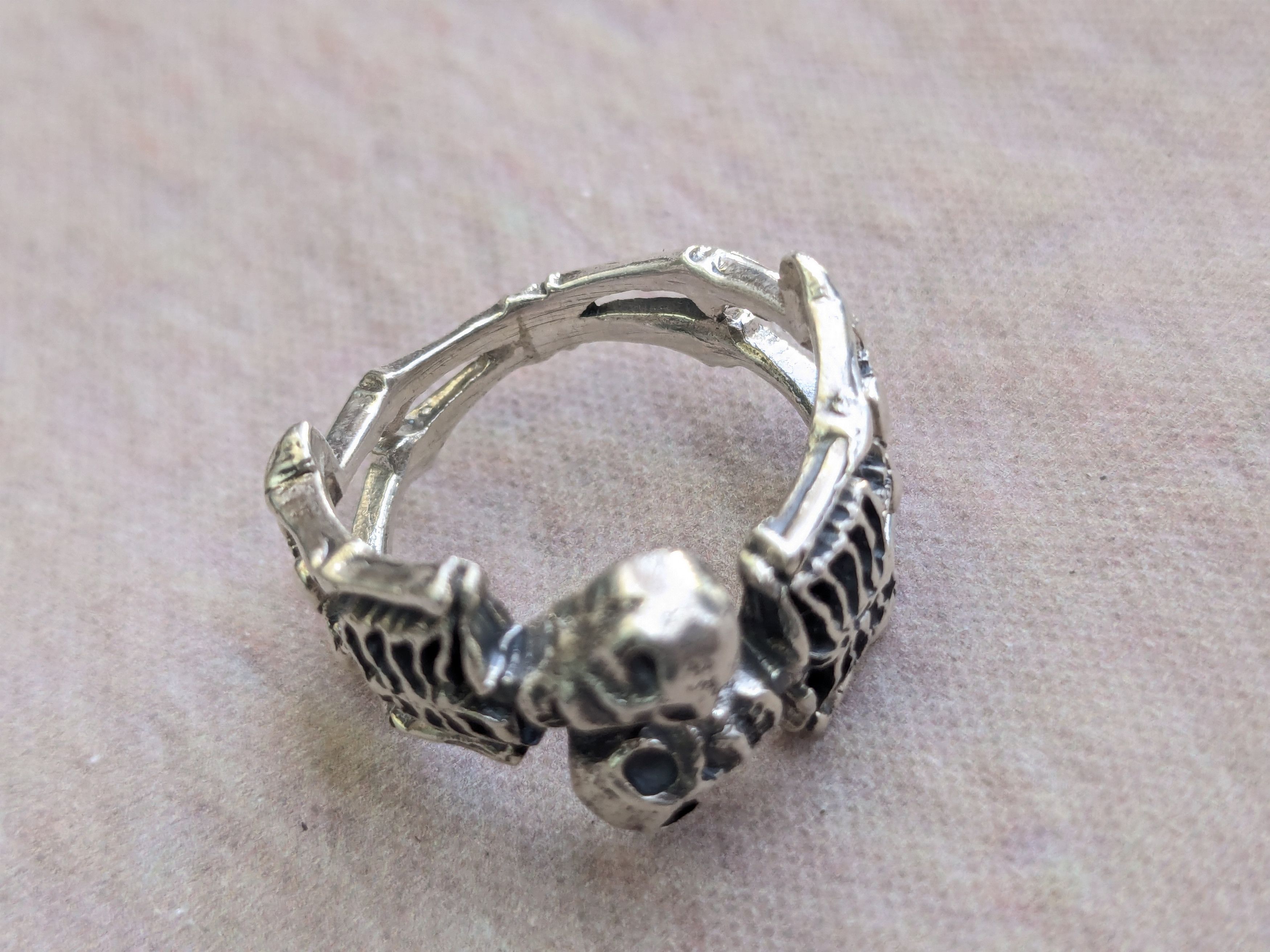 Jewelry Vintage Sterling Silver Ring Skeleton Skull 8.75 Size ONE SIZE - 8 Thumbnail