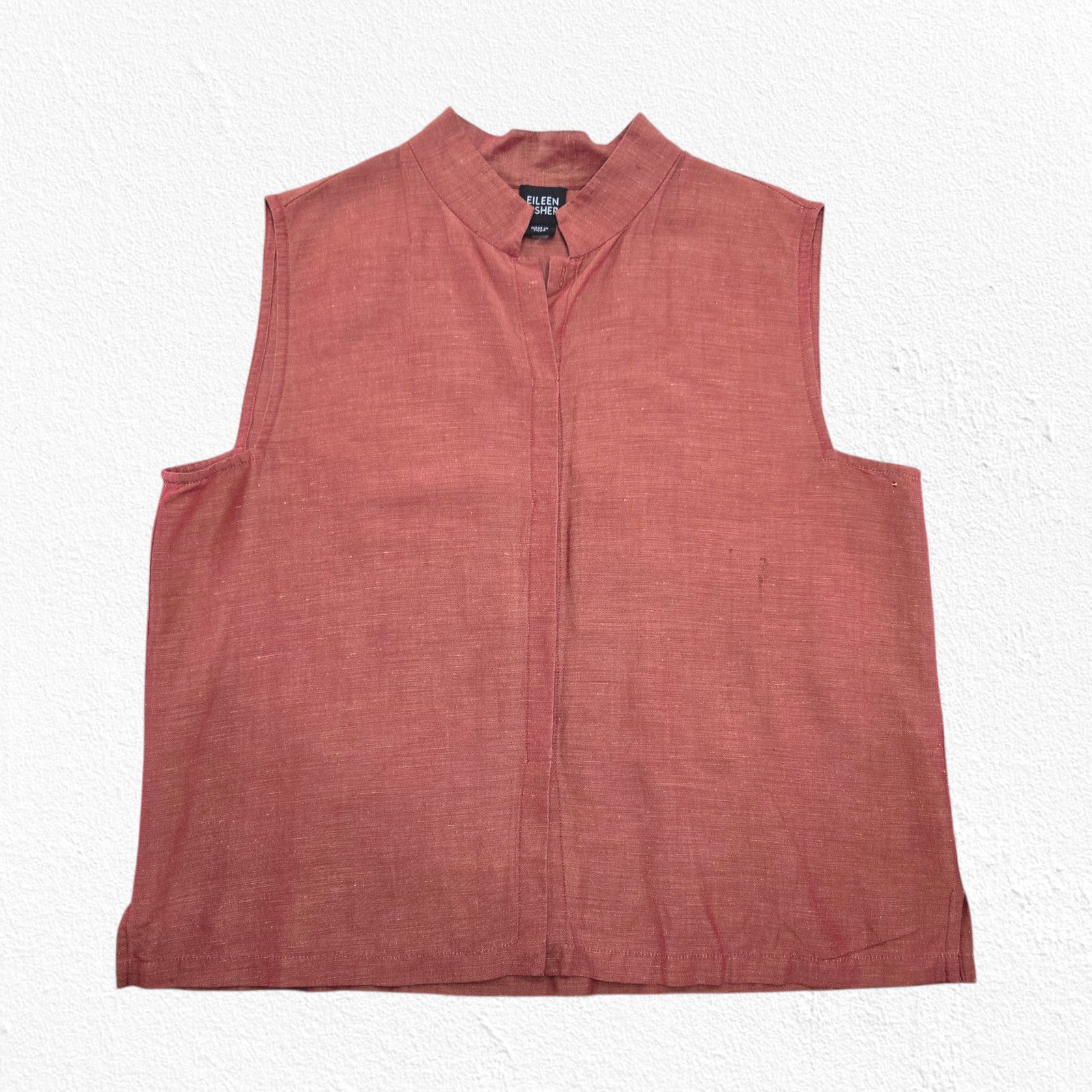 Eileen Fisher Eileen Fisher Linen Silk Rust Sleeveless Blouse M Size M / US 6-8 / IT 42-44 - 2 Thumbnail