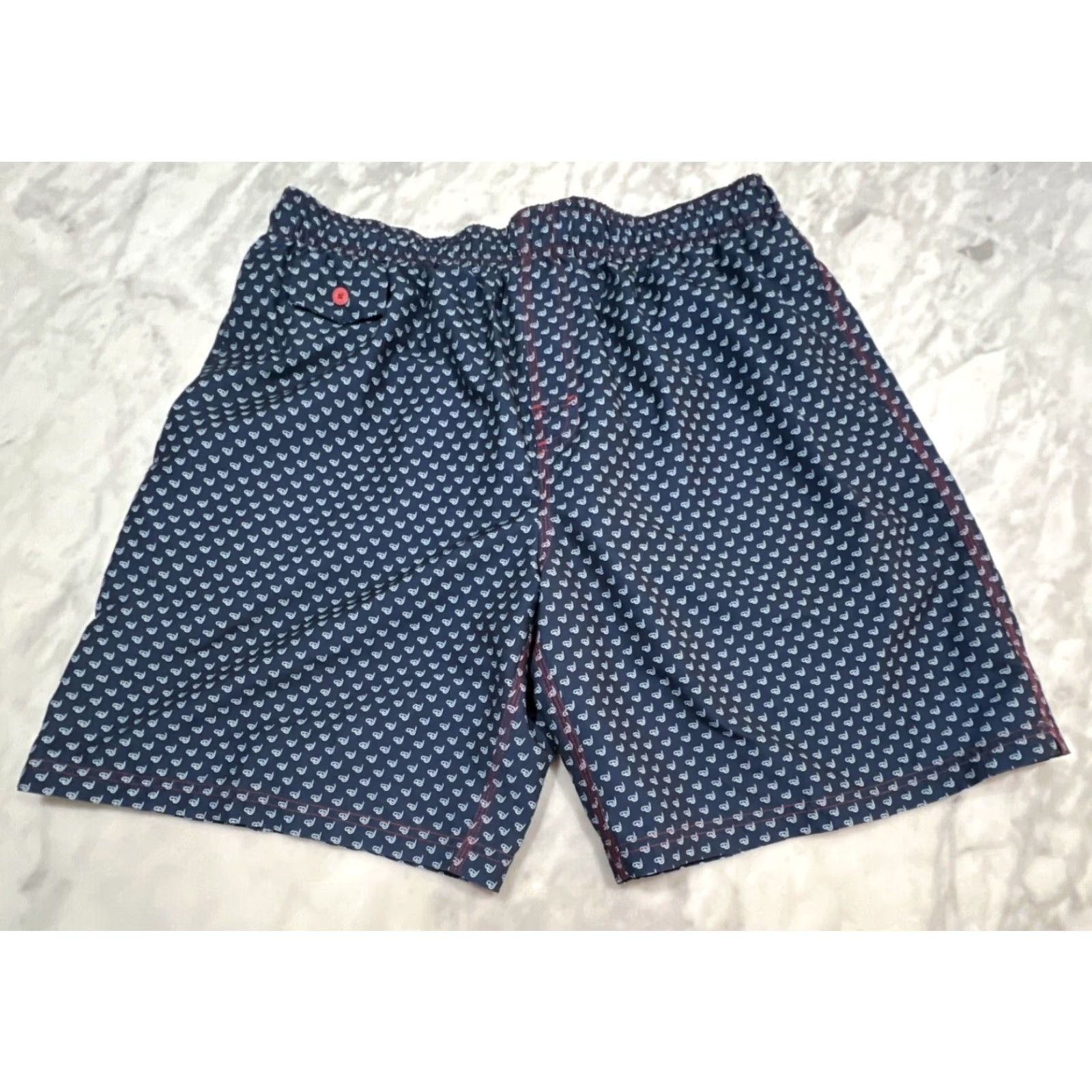Nat Nast Nat Nast Lined Swim Trunks Men’s XL Navy Drawstring Pockets Snorkel Swim Bottom Geometric Beach Size ONE SIZE - 2 Thumbnail