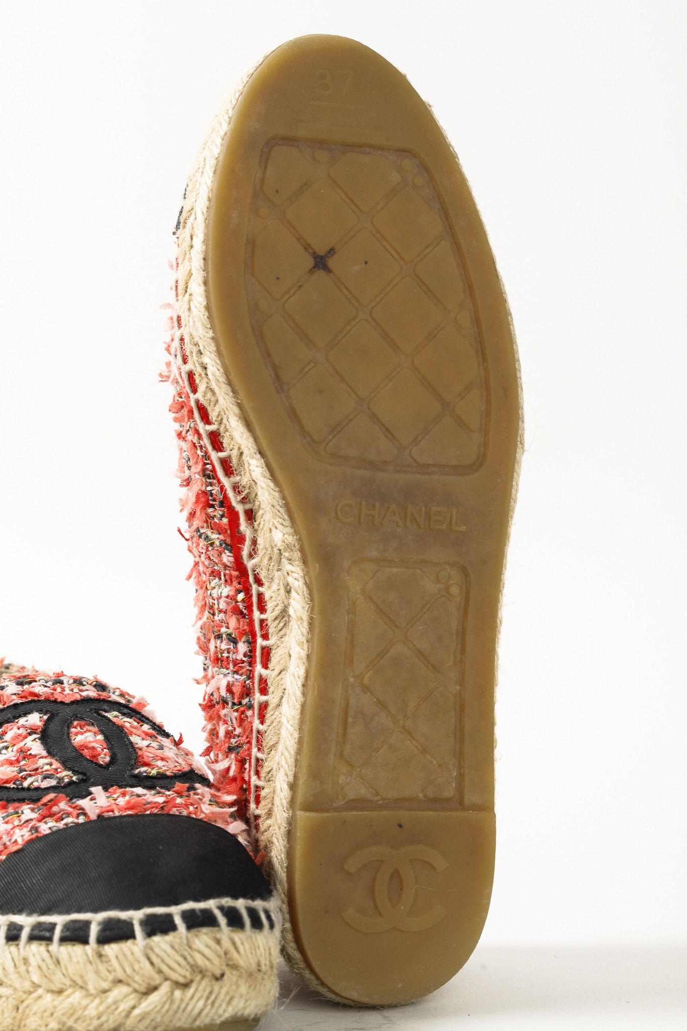 Chanel Chanel 21C Coral Tweed Grosgrain CC-Logo Espadrilles Size US 6.5 / IT 36.5 - 6 Thumbnail