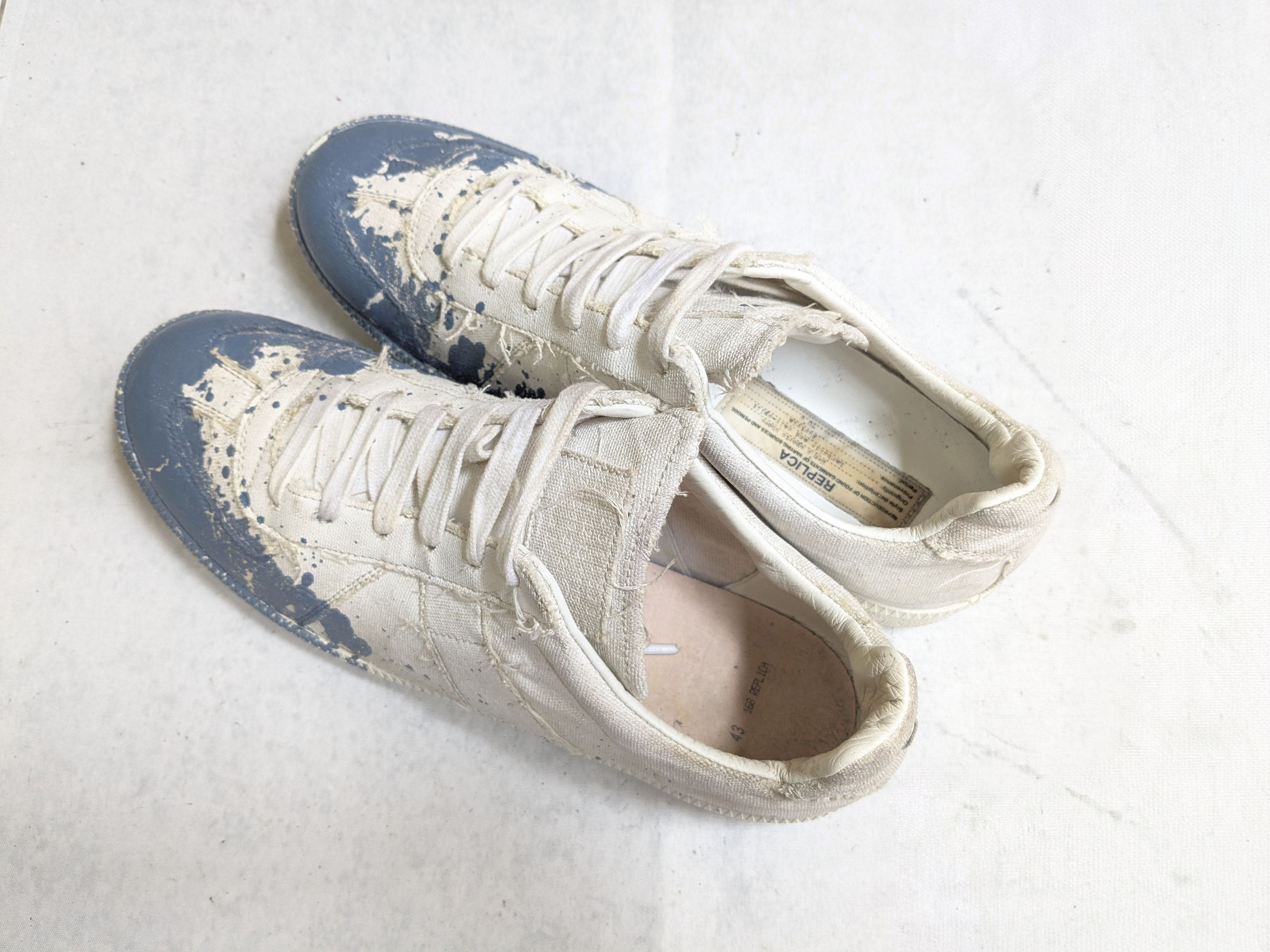 Maison Margiela MAISON MARGIELA Replica Paint Splatter Sneakers White Blue Size US 10 / EU 43 - 14 Thumbnail
