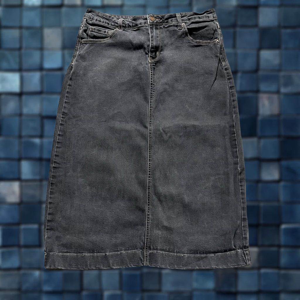 Denime The Main Street Exchange Denim Skirt Womens Size 12 Gray Midi Length Stretch GUC Size 34" / US 12 / IT 48 - 1 Thumbnail