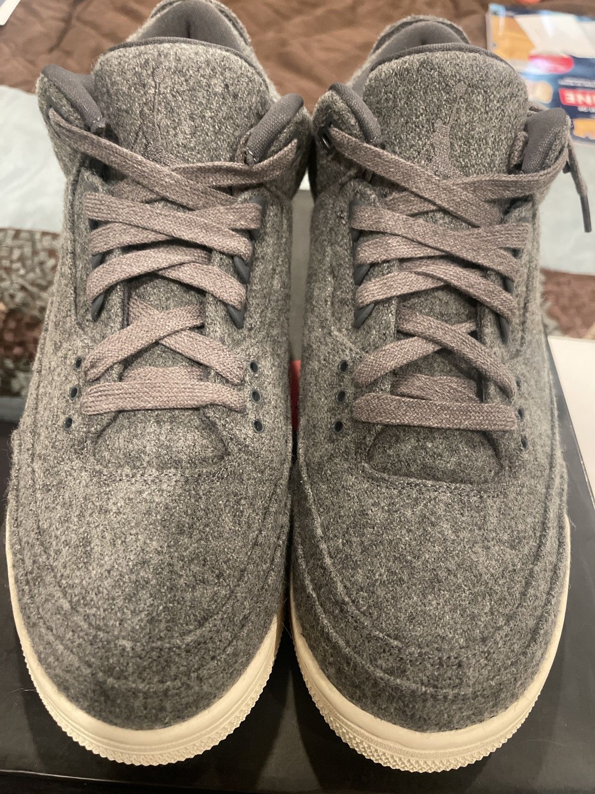 image of Air Jordan 3 Wool Shoes in Grey, Men's (Size 11)