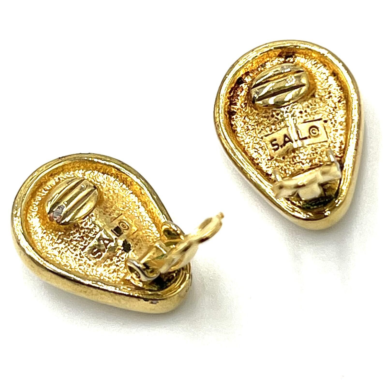 Swarovski Vintage SAL Swarovski Clip ons Goldtone Teardrop Rhinestones Size ONE SIZE - 4 Thumbnail