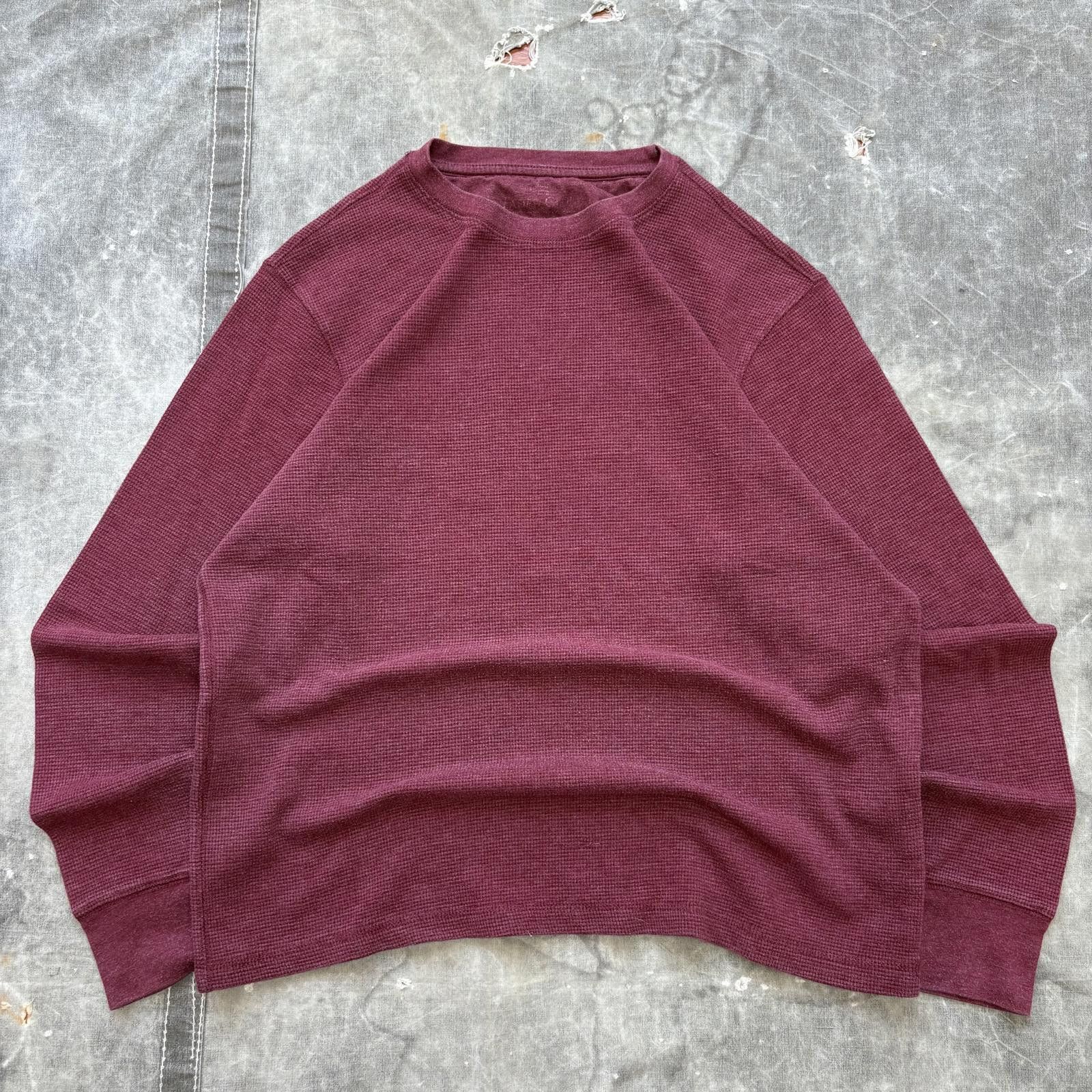 Faded Glory Vintage Y2K Faded Glory Burgundy Grunge Thermal Waffle Shirt Size US L / EU 52-54 / 3 - 1 Thumbnail