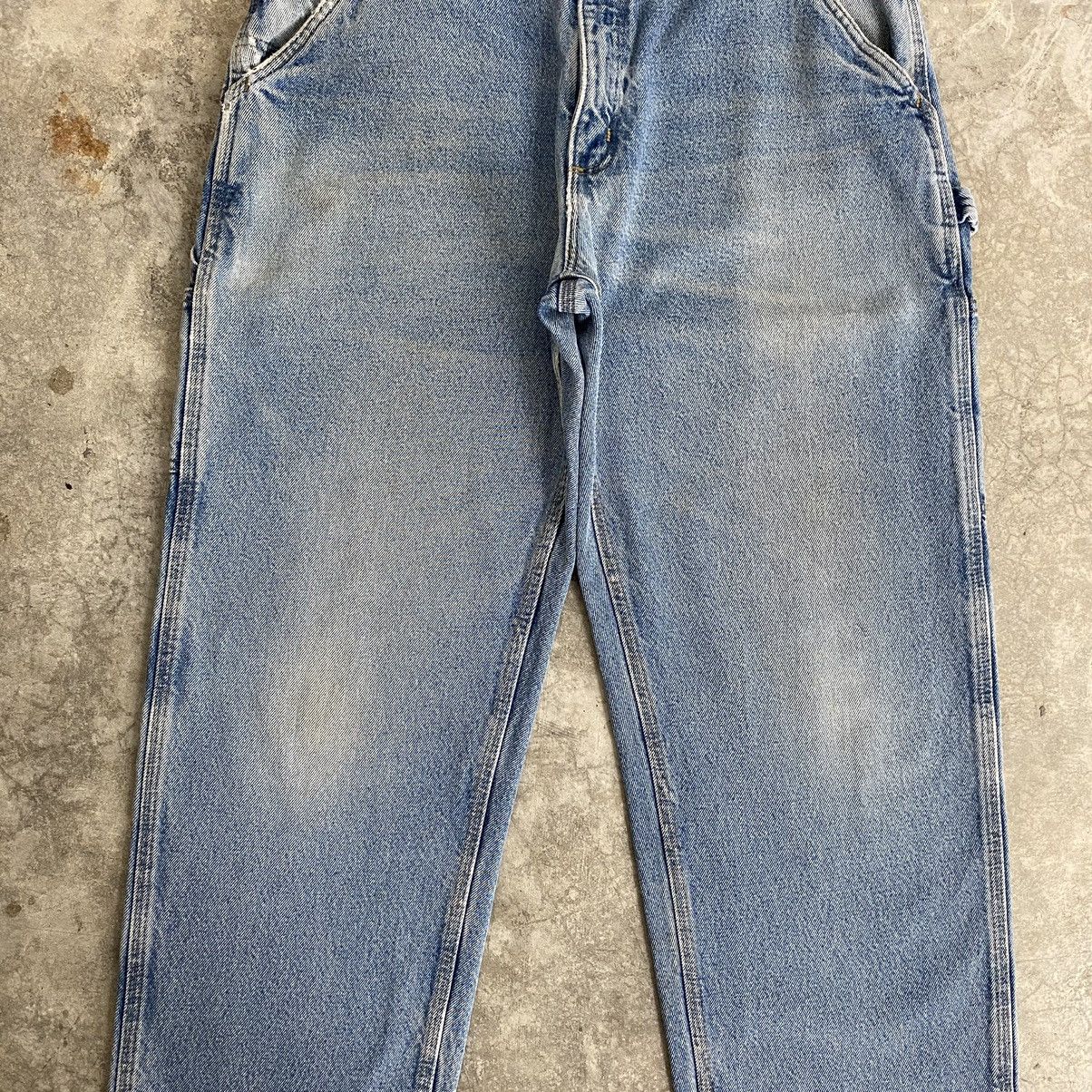 Carhartt VTG Carhartt Blanket Lined Faded Blue Carpenter Denim Jeans Size US 35 - 8 Thumbnail