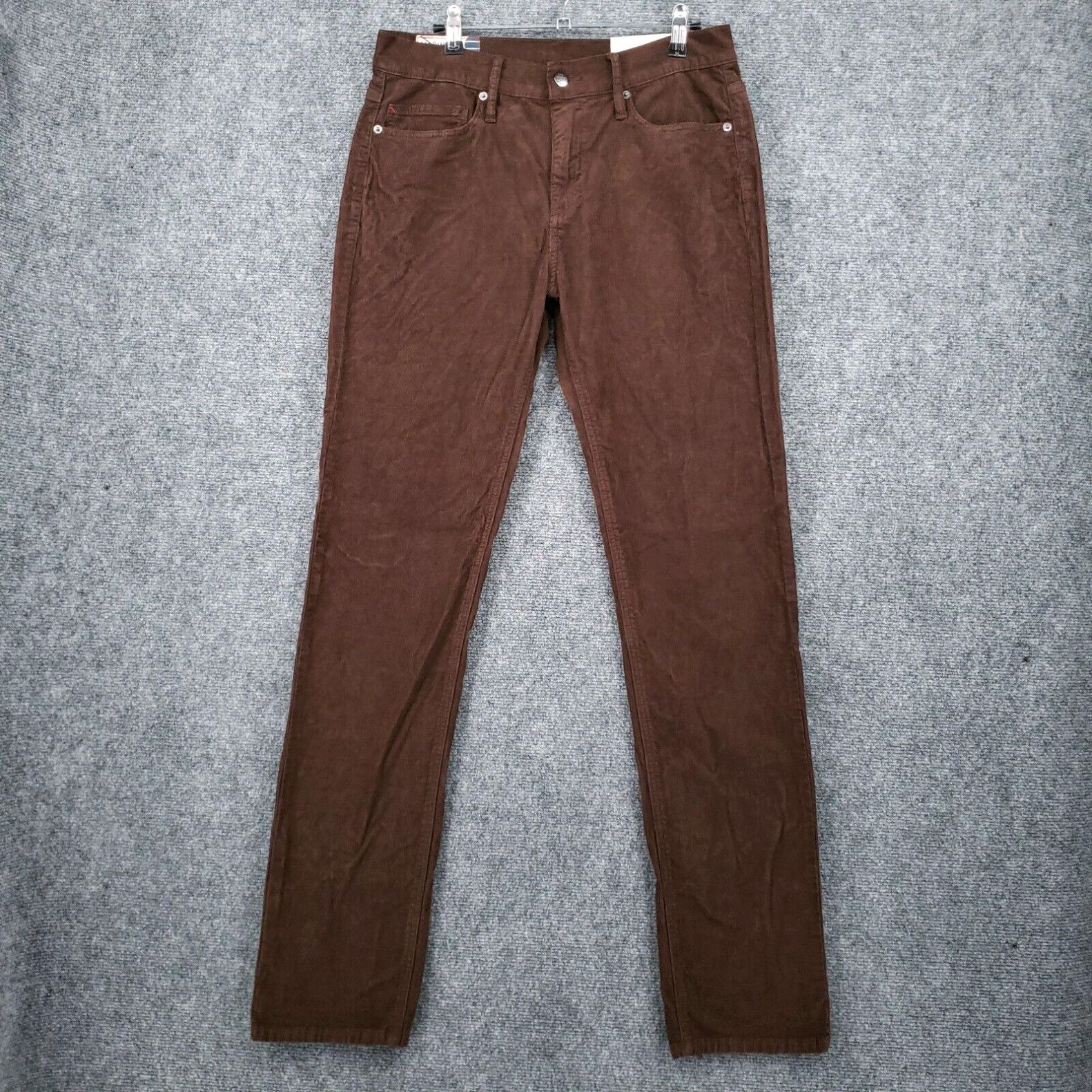 image of New Marine Layer Corduroy Pants Mens 30X33 Brown Slim Straight Leg Zip in White