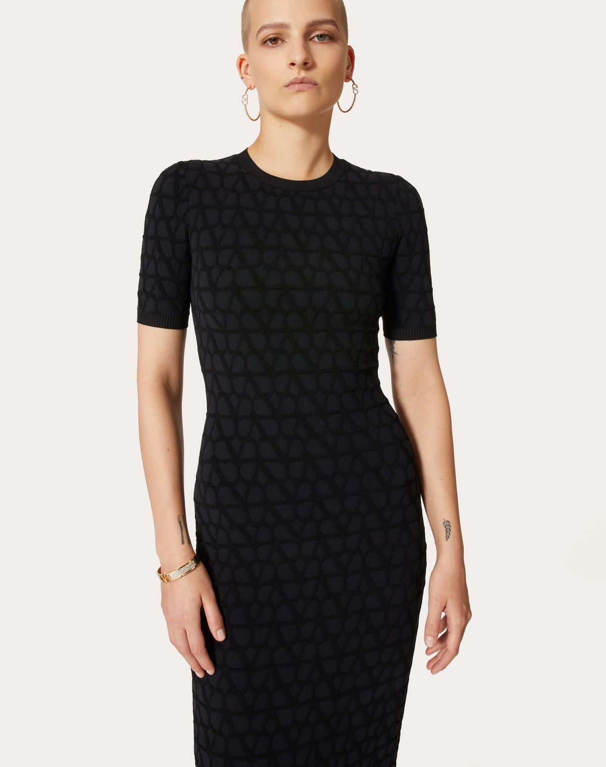 Valentino o1s1wg110525 Toile Iconographe Stretched Dress in Black Size S / US 4 / IT 40 - 5 Thumbnail