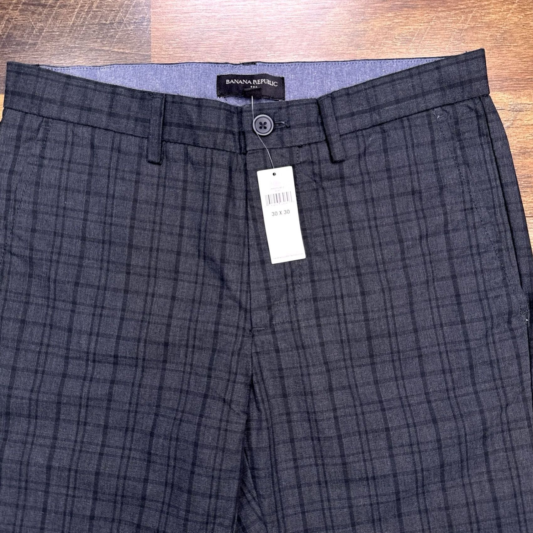 Banana Republic Banana Republic Pants Men 30x30 Gray Plaid Chino Aiden Fit Regular Straight Mid Rise Belt Loops Pocket Logo New Size US 30 / EU 46 - 2 Thumbnail