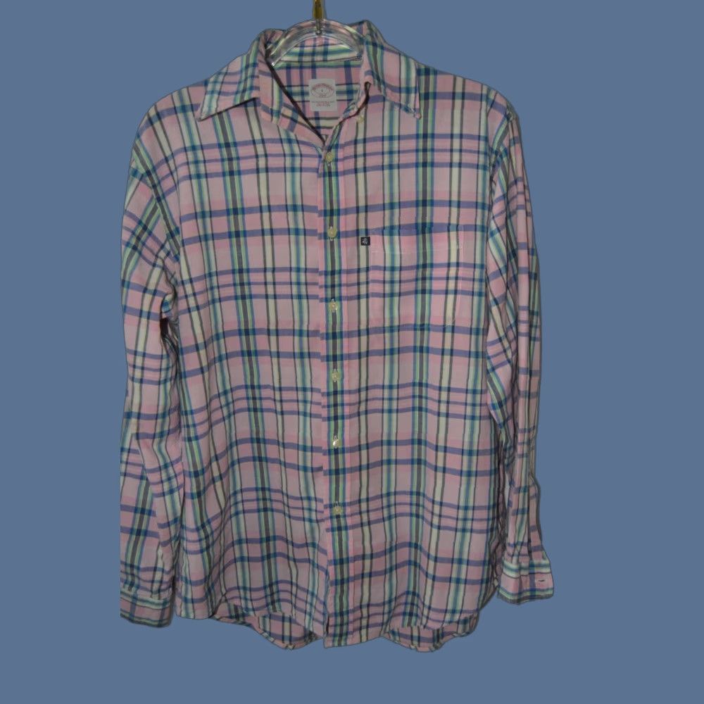 Brooks Brothers Brooks Brothers Men's L/S Shirt Pink Plaid SZ L Cotton Shirt Mens Regular Button-Down Collared Dress Shirt Pink Plaid Brooks Brothers Size US L / EU 52-54 / 3 - 1 Thumbnail
