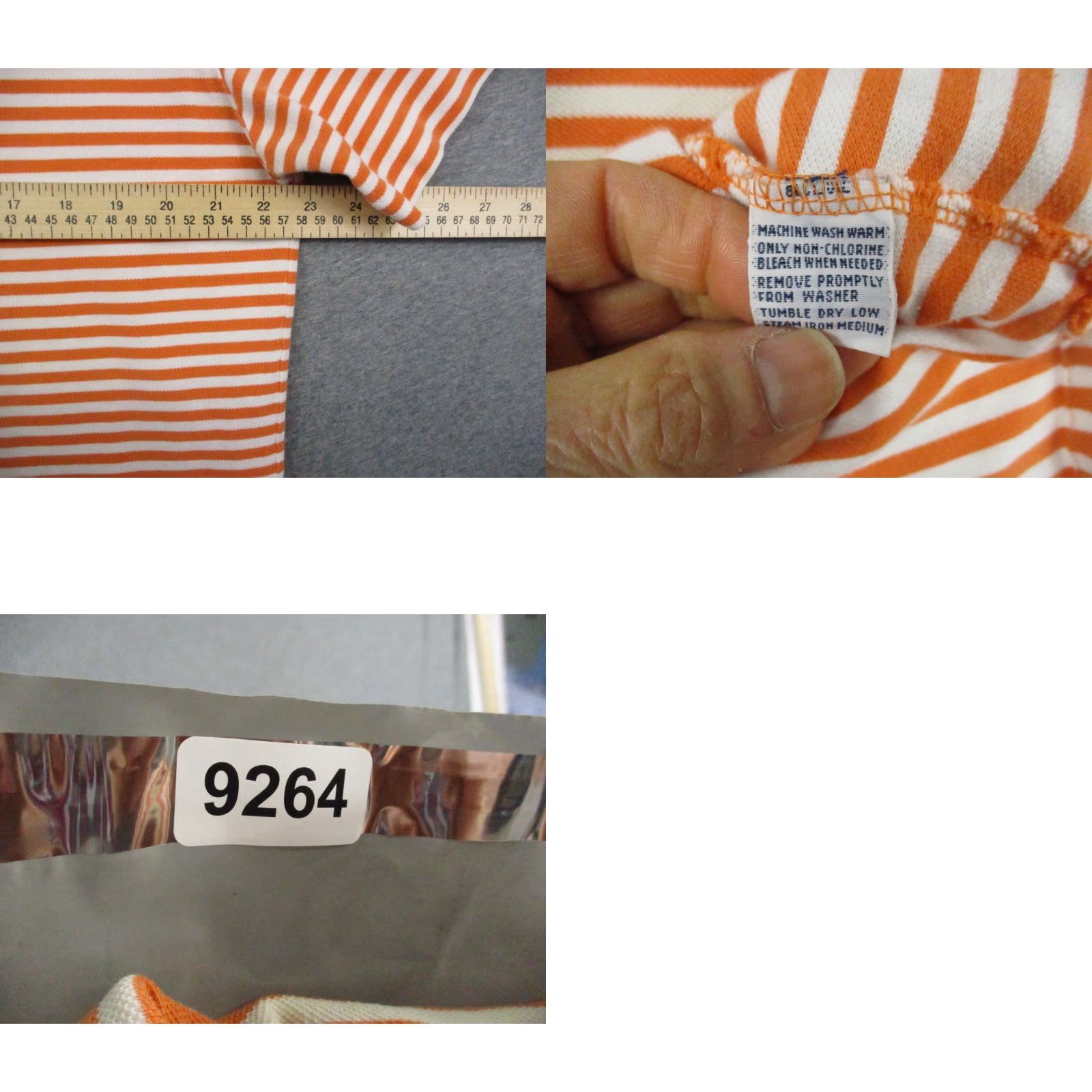 Polo Ralph Lauren Polo Ralph Lauren Shirt Large Mens Orange White Stripe Short Sleeve Blue Pony Size US L / EU 52-54 / 3 - 8 Thumbnail