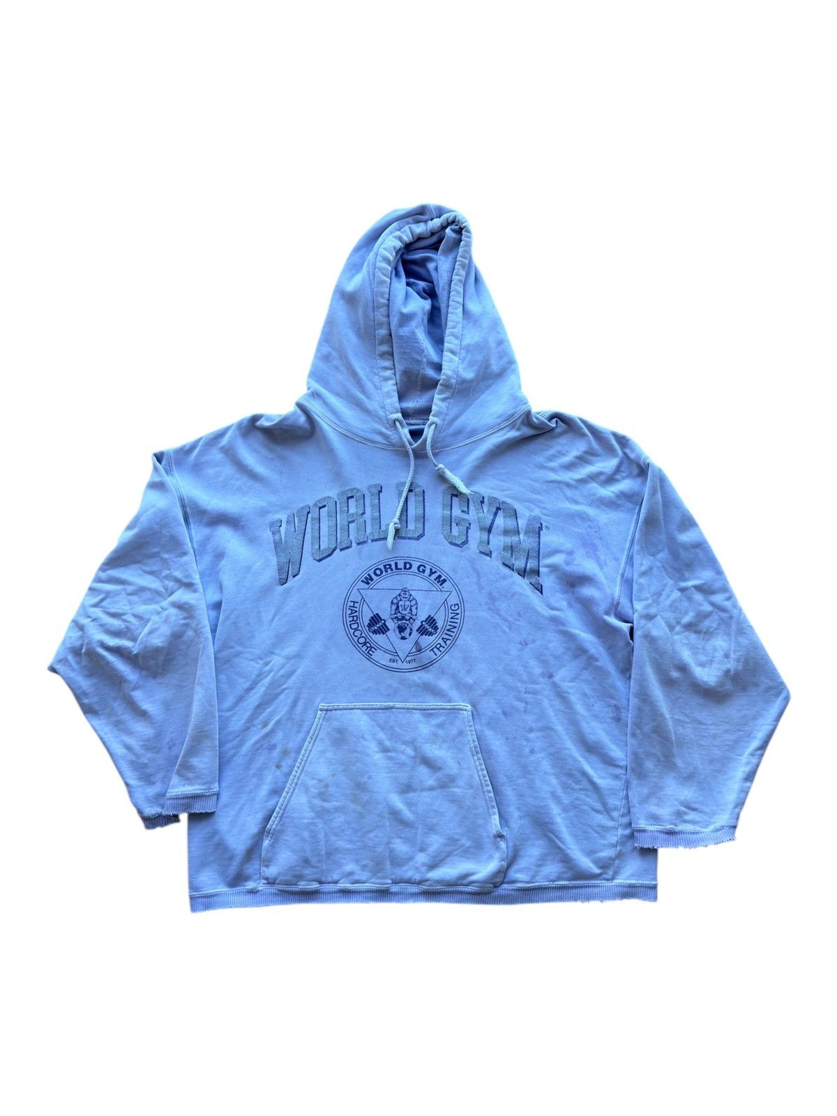 Vintage *RARE* VINTAGE WORLD GYM GORILLA ARNOLD FADED BOXY HOODIE Size US XL / EU 56 / 4 - 15 Thumbnail