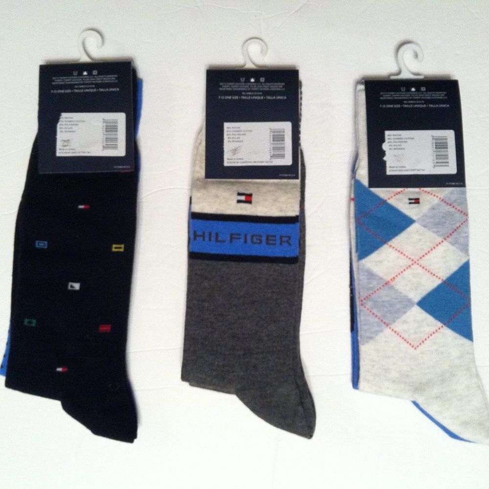 Tommy Hilfiger 3 DOUBLE TOMMY HILFIGER MEN'S NEW COTTON BLEND DRESS SOCKS Size ONE SIZE - 4 Thumbnail