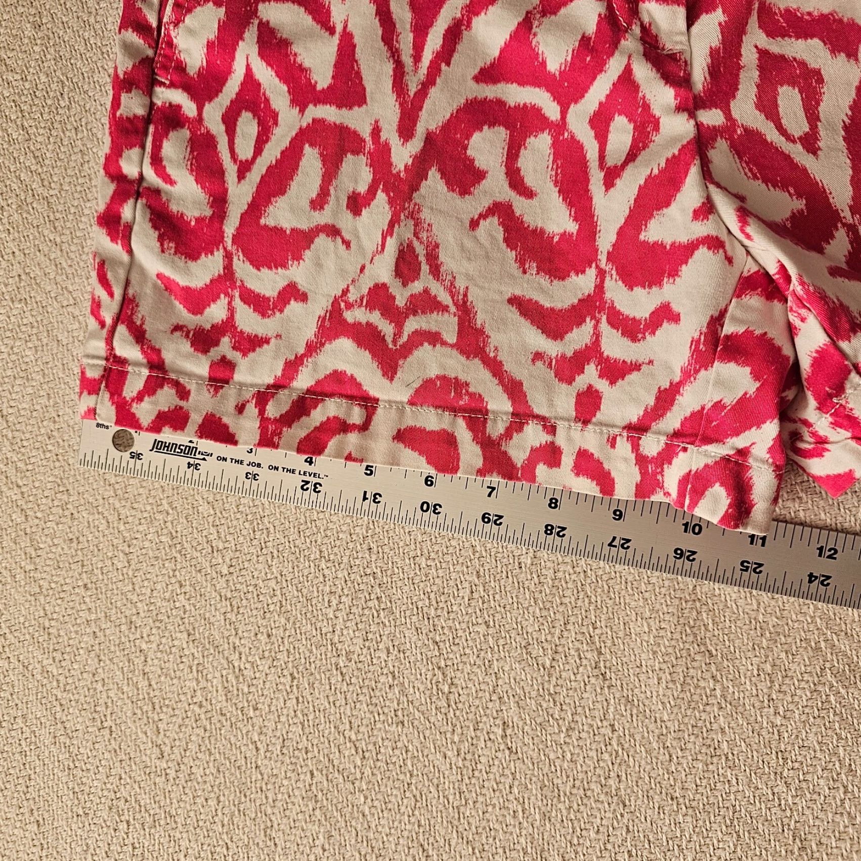Vintage Crown & Ivy Womens Shorts 4P Red Tie Dye Print Chino Cotton Stretch Size 27" / US 4 / IT 40 - 7 Thumbnail