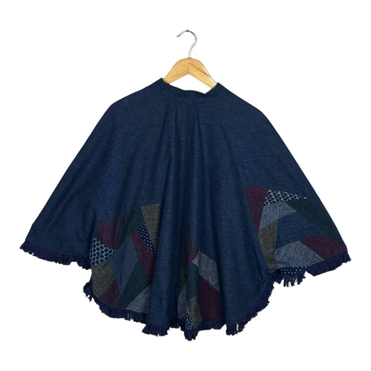 Cloak Vintage Japanese Indigo Patchwork Poncho Boro Sashiko Cape Size US M / EU 48-50 / 2 - 2 Thumbnail