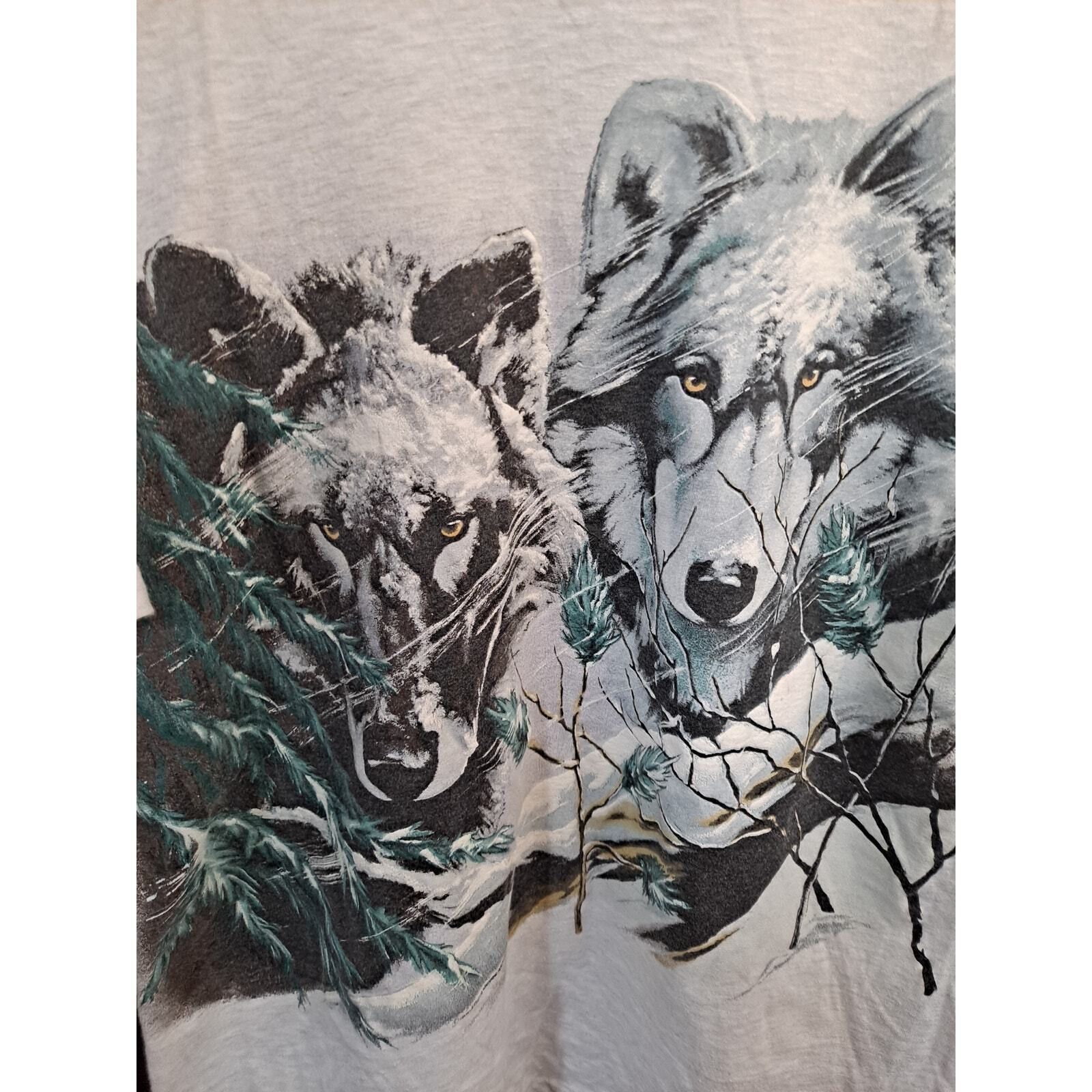 Hanes Single Stitch Hanes Men's Wolf Wolves Print Black Short Slee Size US L / EU 52-54 / 3 - 5 Thumbnail