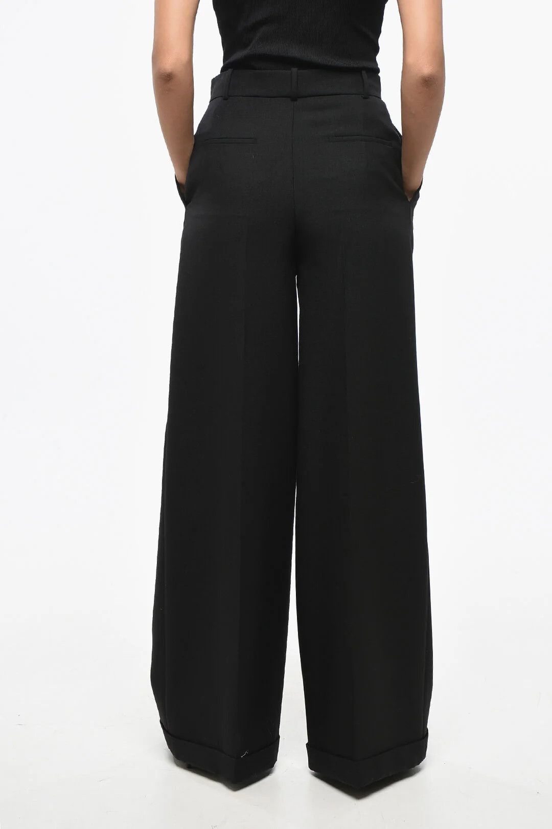 Dior o1mm0326 Mohair-Blend Palazzo Pant in Black Size 34" / US 12 / IT 48 - 2 Thumbnail