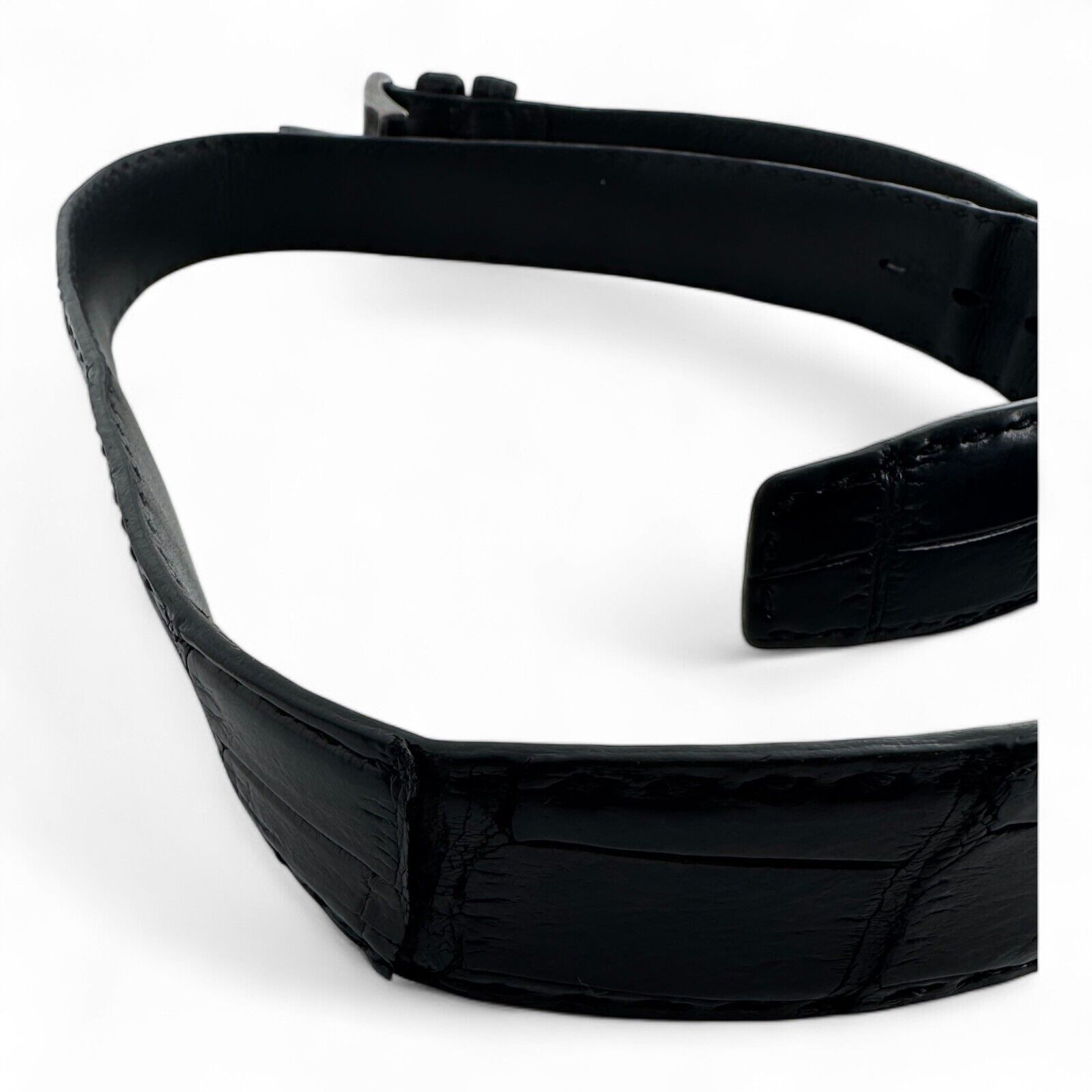 Kiton Kiton Napoli Black Leather Crocodile Belt Men's sz 46 $1900 Size 46 - 3 Thumbnail