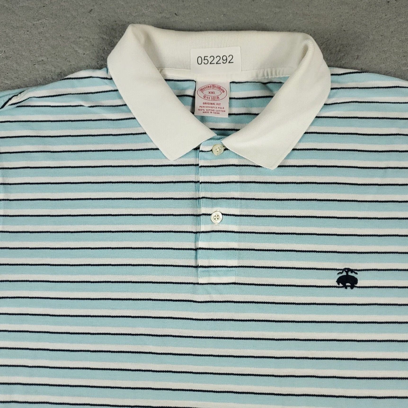 Brooks Brothers Brooks Brothers Polo Shirt Blue Striped Casual Short Sleeve Mens 2XL Classic Regular Fit Size US XXL / EU 58 / 5 - 2 Thumbnail