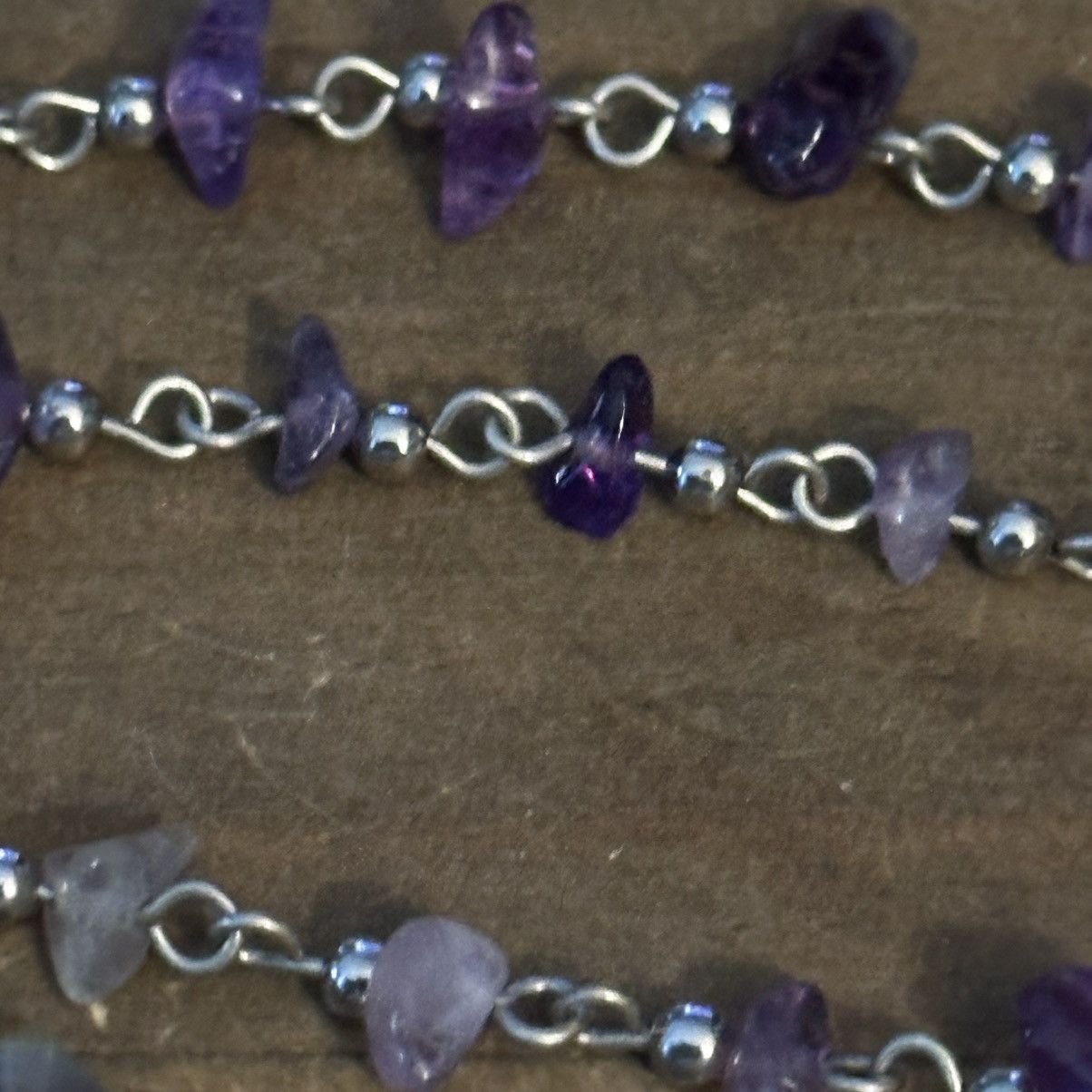 Vintage Vintage silver amethyst chip chain necklace Size ONE SIZE - 4 Thumbnail