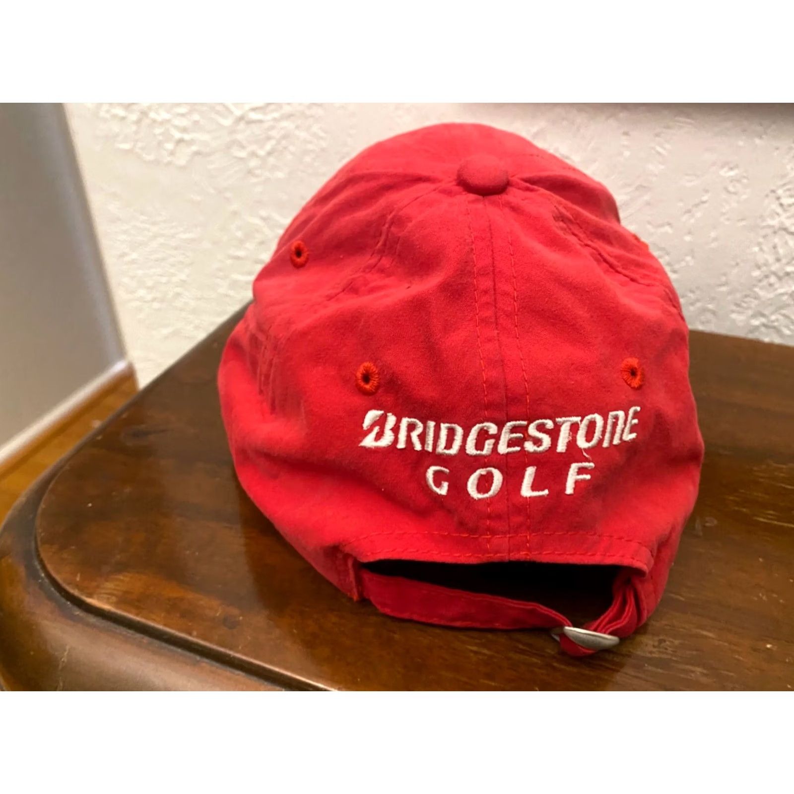 Vintage Bridgestone Golf Hat Cap Strap Back Red One Size Adjustable Golfer Mens Baseball Cap Size ONE SIZE - 3 Thumbnail