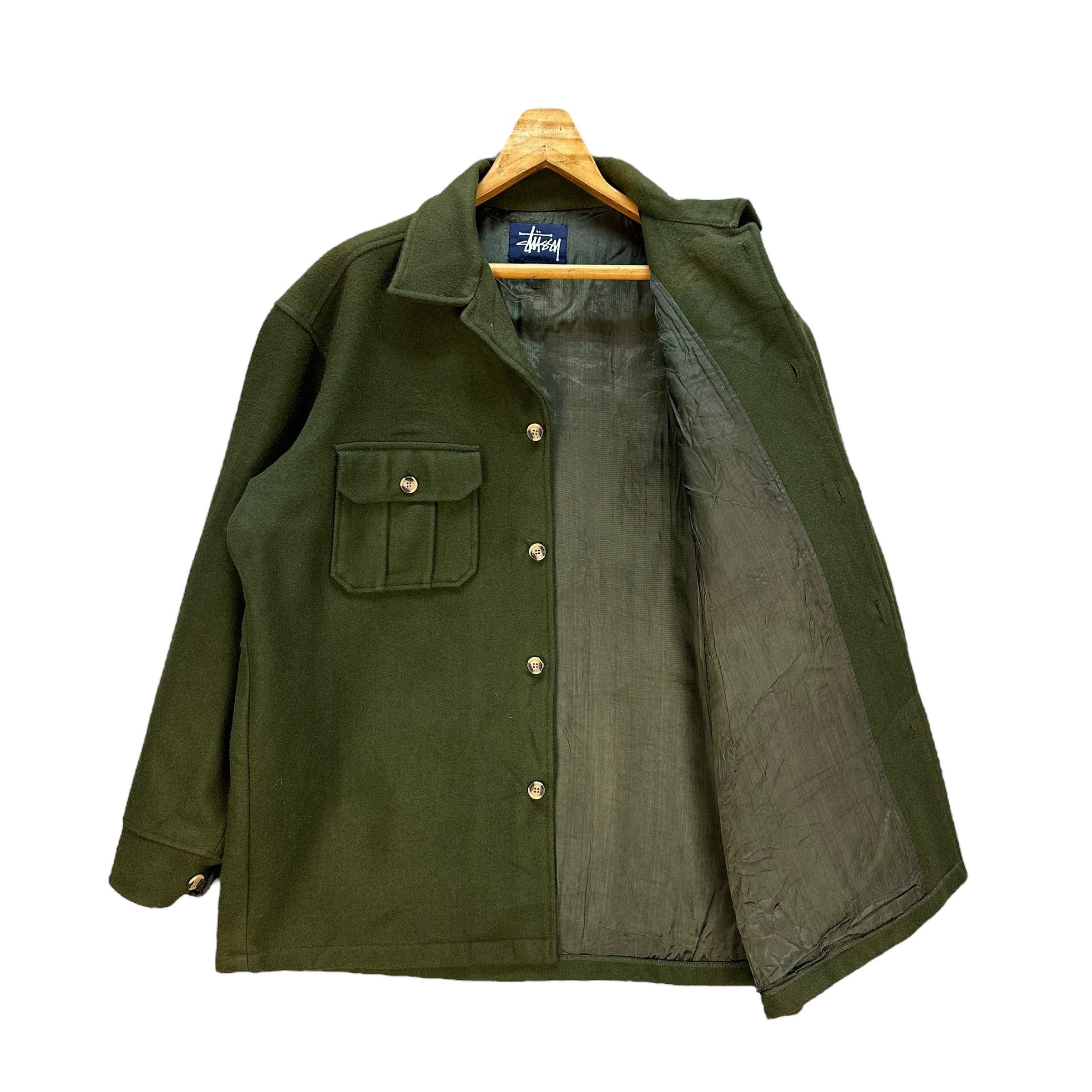 Stussy 90’s STUSSY Workwear Green Wool Flannel Jacket #105-1460 Size US L / EU 52-54 / 3 - 9 Thumbnail