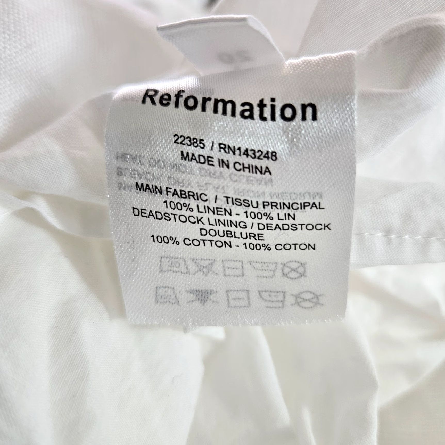 Reformation Reformation Womens Dress Solid White Linen Smocked Spaghetti Strap Size 20 Size 3XL / US 20-22 - 4 Thumbnail