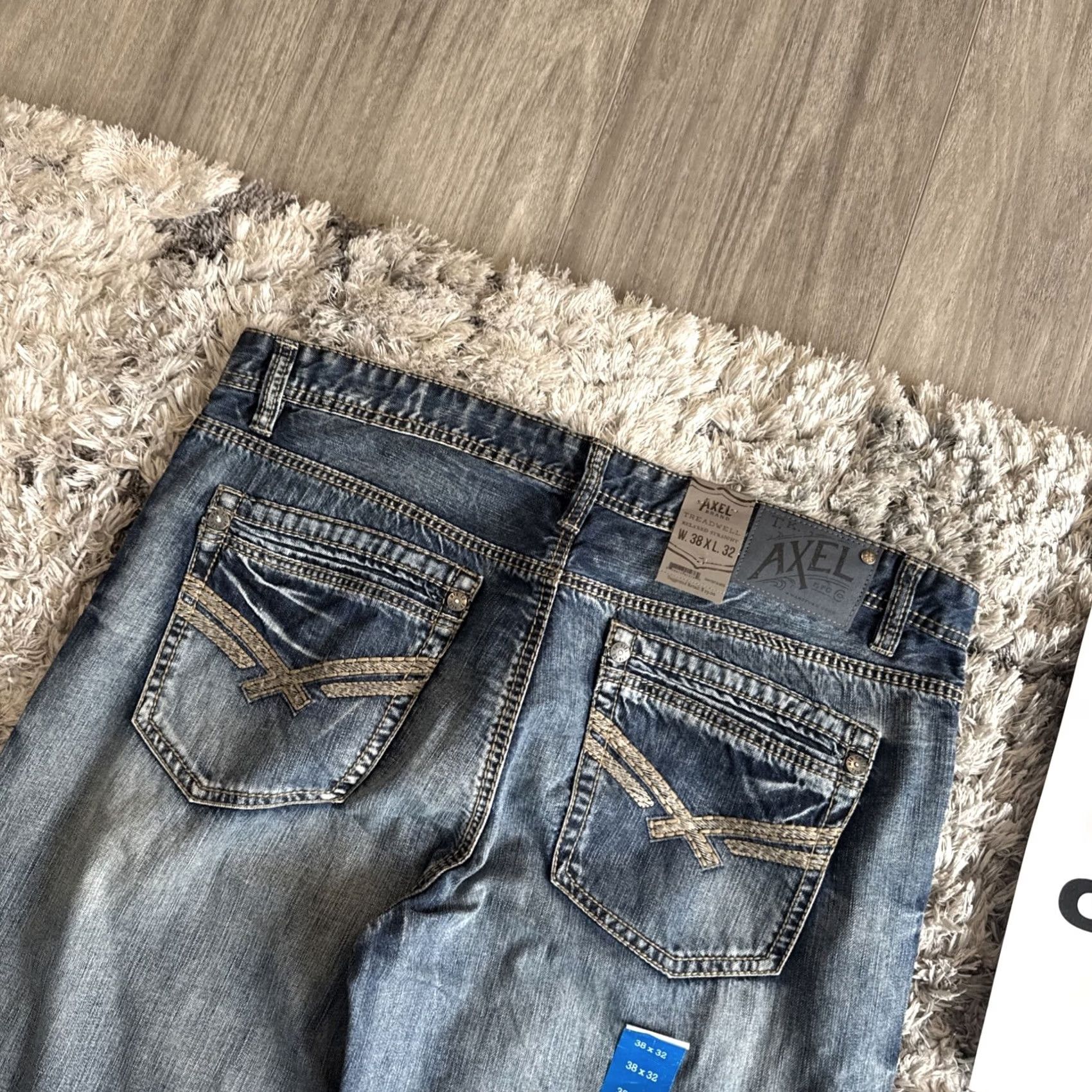 Vintage VINTAGE Axel Jeans Men’s Size 38x32 Blue Straight Embroidered Y2K 00s BNWT Style Size US 38 / EU 54 - 4 Thumbnail