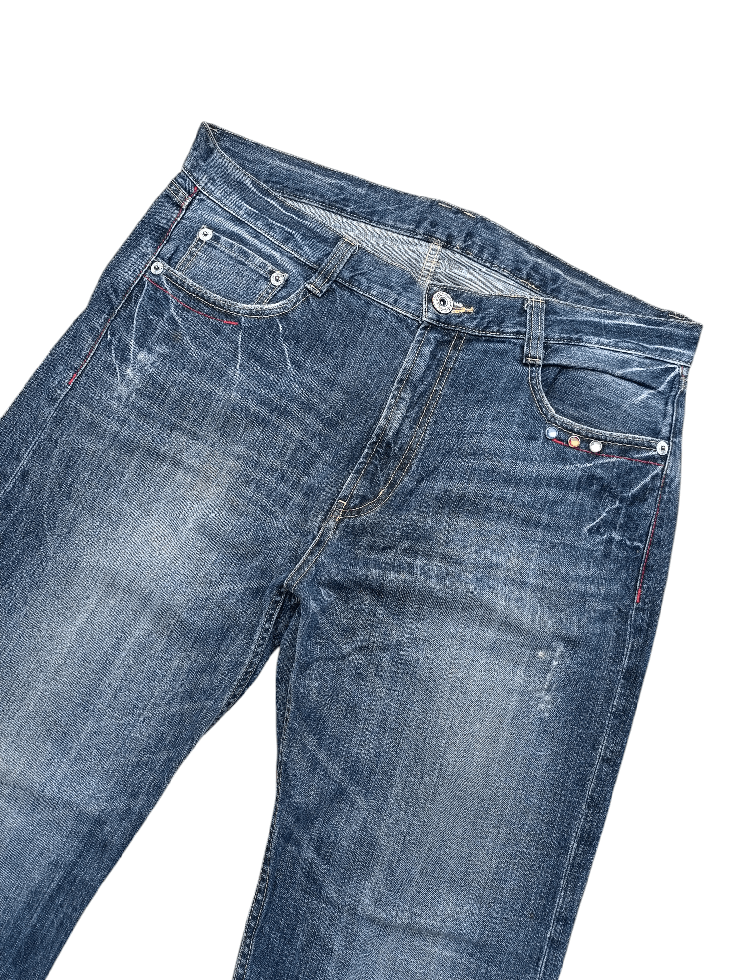 Japanese Brand × Le Grande Bleu (L.G.B.) × Tornado Mart RARE Flared Nylaus Whiskers Distressed Jeans Size US 36 / EU 52 - 3 Thumbnail