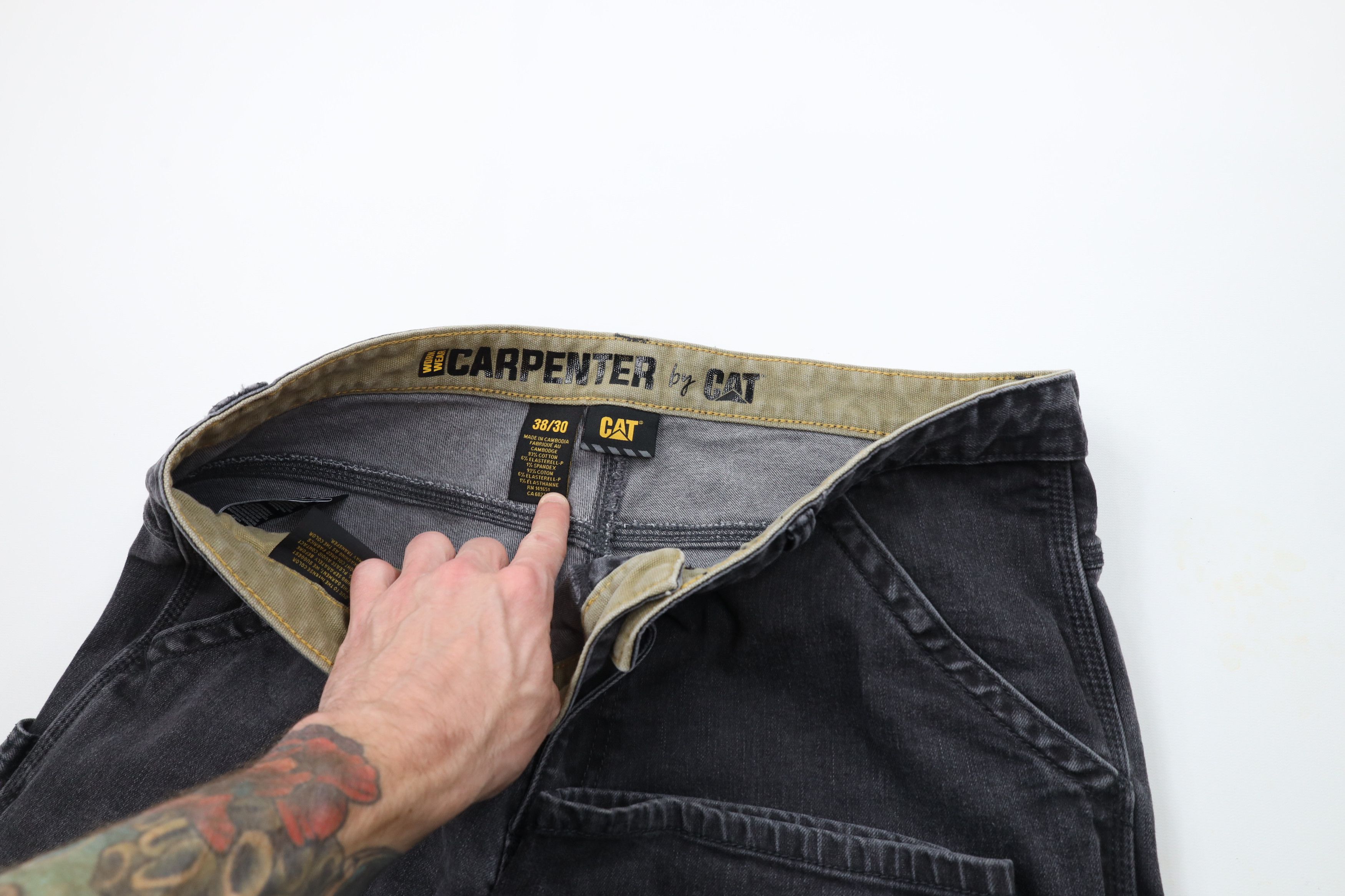 Caterpillar × Vintage Vintage Caterpillar Out Wide Leg Dungaree Denim Jeans Black Size US 38 / EU 54 - 7 Thumbnail