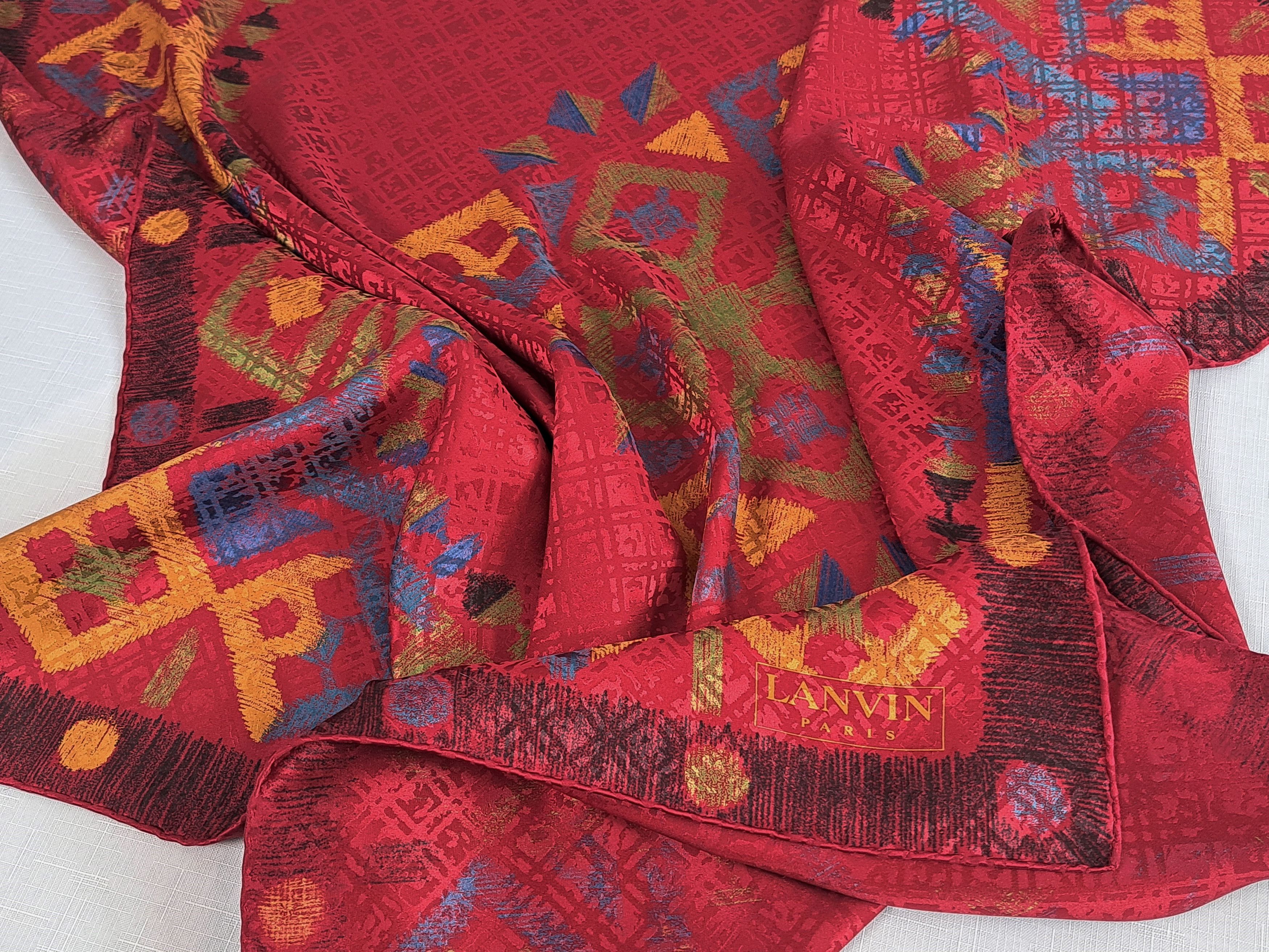 Lanvin × Vintage Vintage LANVIN Aztec motif jacquard silk scarf. Size ONE SIZE - 5 Thumbnail