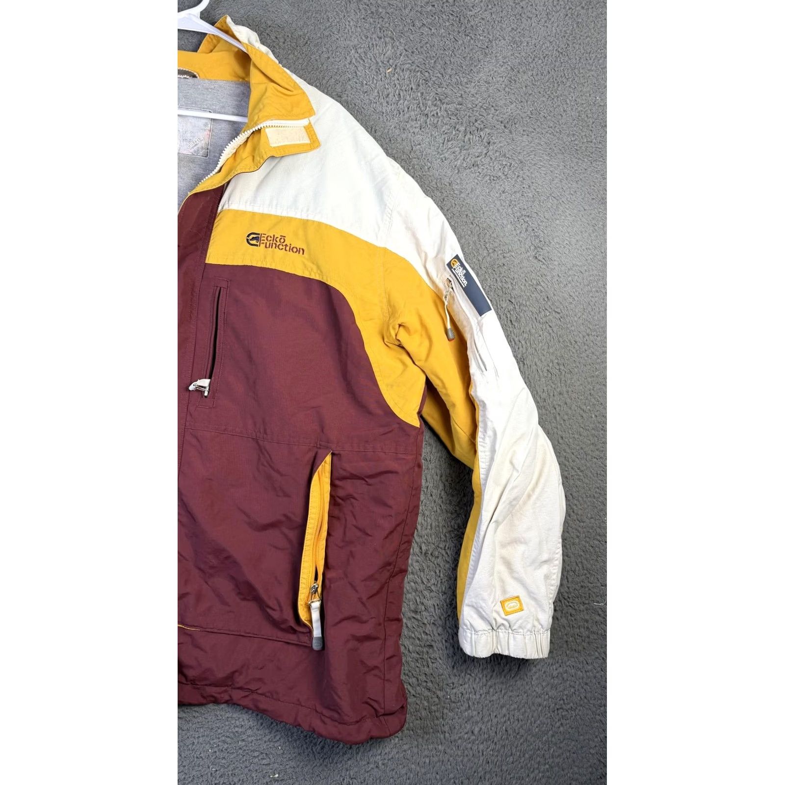 Ecko Unltd. Ecko Function Jacket Mens XL Full Zip Outdoor Ski Coat Pockets Windproof Lined Yellow Burgundy White Zip Summer 90s Mens Size US XL / EU 56 / 4 - 5 Thumbnail
