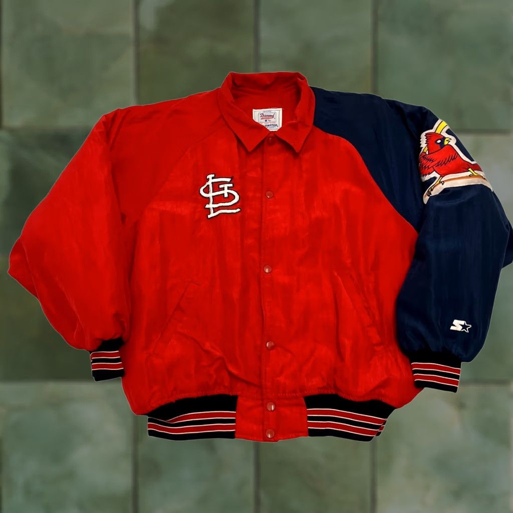 Starter VINTAGE Starter Diamond St Louis Cardinals Jacket Mens L Red MLB Bomber Jacket Size US L / EU 52-54 / 3 - 1 Thumbnail