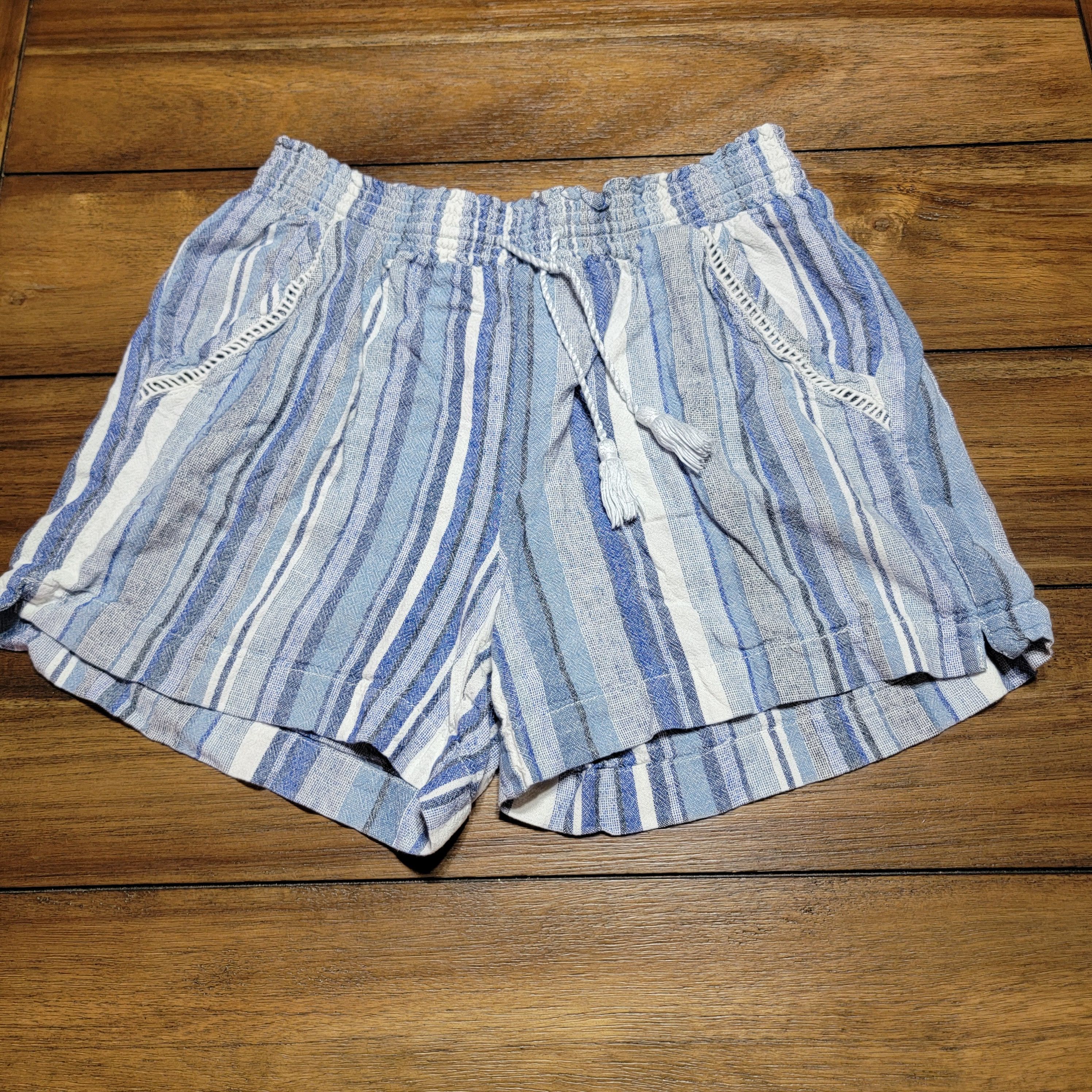 Other Briggs Blue Linen Shorts w/ Draw Strings - Size Medium Size 28" / US 6 / IT 42 - 1 Thumbnail