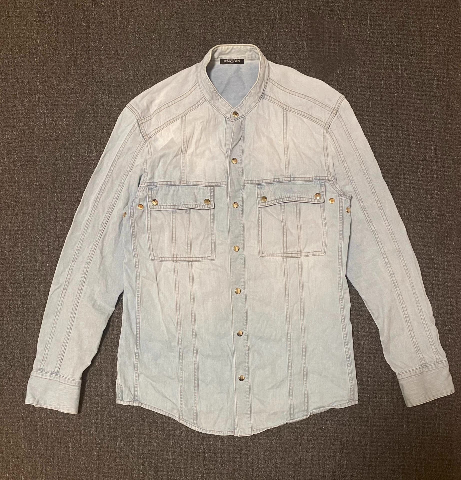 Balmain Balmain washed denim shirt Q4 Size US L / EU 52-54 / 3 - 1 Thumbnail