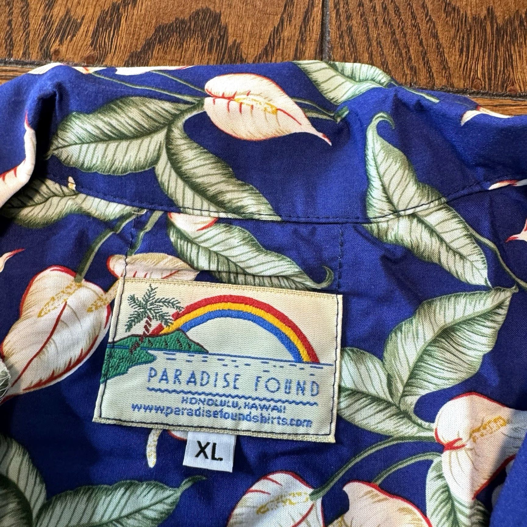 Paradise Found VINTAGE Paradise Found Men's Hawaiian Shirt XL Floral Blue Made In USA New Size US XL / EU 56 / 4 - 3 Thumbnail