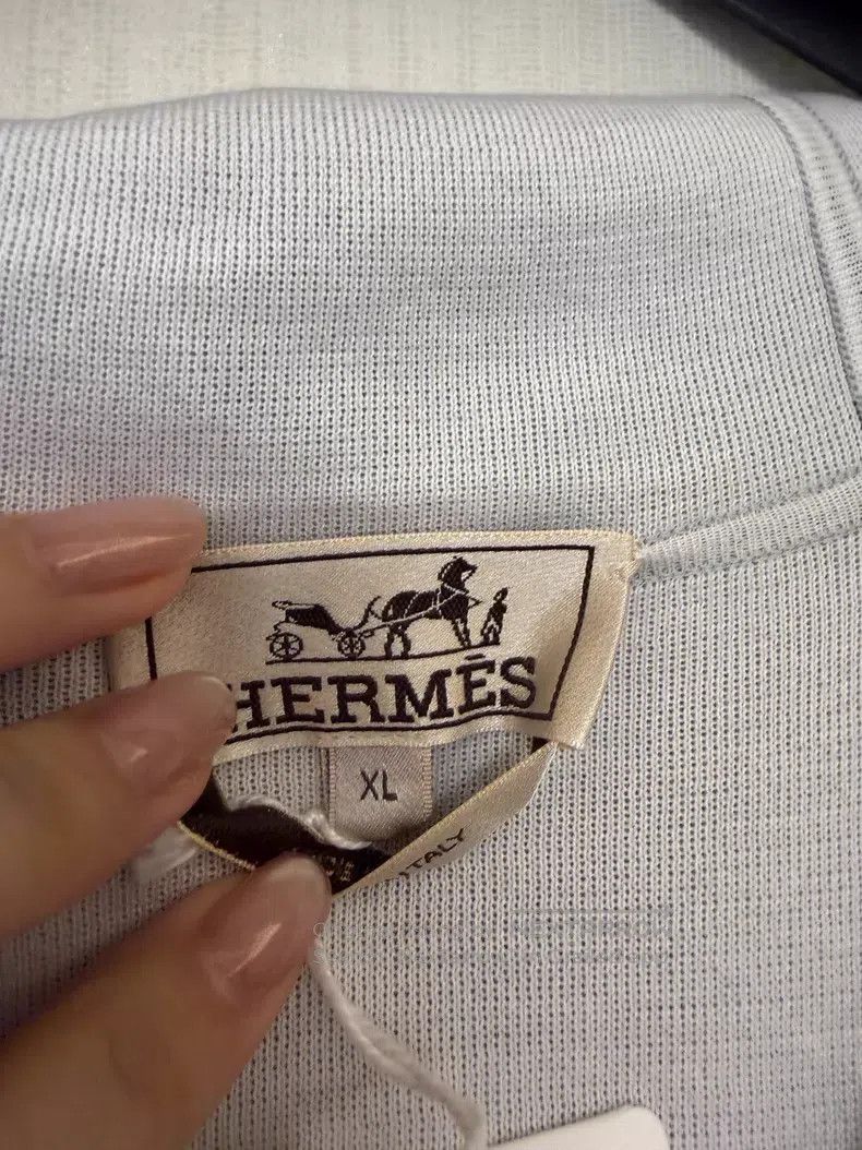 Hermes Hermes Blue-Grey Cashmere and Silk Hooded Sweatshirt with Size US XL / EU 56 / 4 - 9 Thumbnail