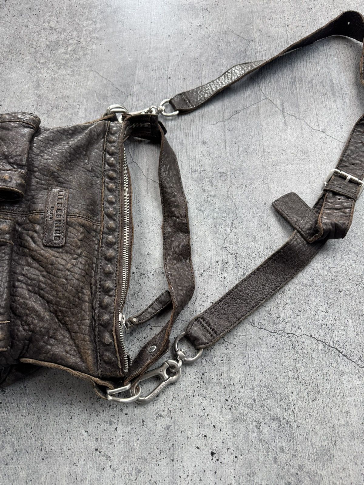 Hysteric Glamour Avant Garde Vintage Faded Leather Backpack Multi pocket Bag Size ONE SIZE - 3 Thumbnail