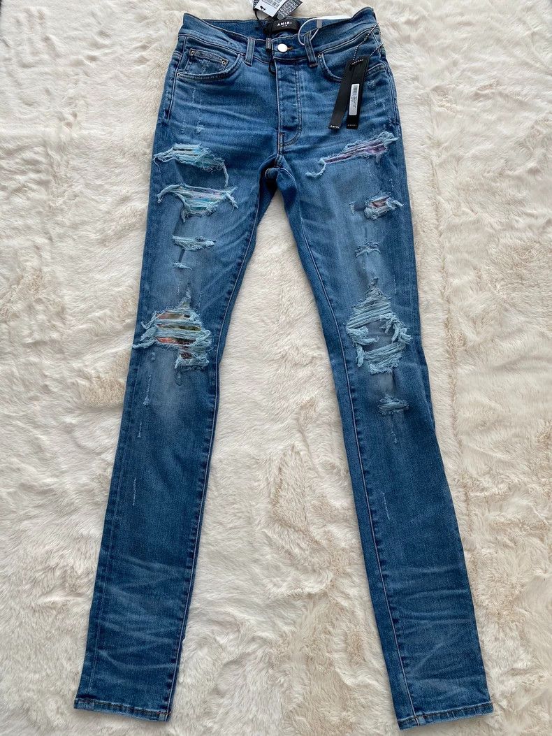 Amiri Amiri Washed blue Hawaiian patchwork jeans 2502-Nextarrow Size US 30 / EU 46 - 1 Thumbnail
