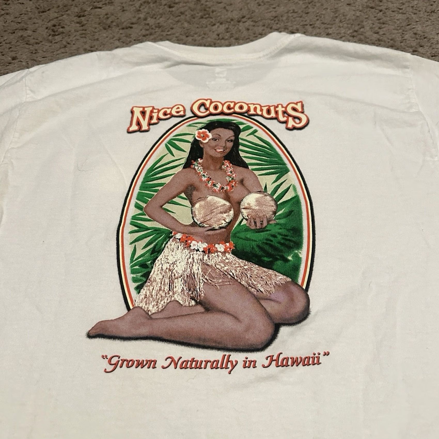 Hanes VINTAGE Nice Coconuts Shirt Men's Medium Graphic Print Pinup Girl Y2K Size US M / EU 48-50 / 2 - 5 Thumbnail