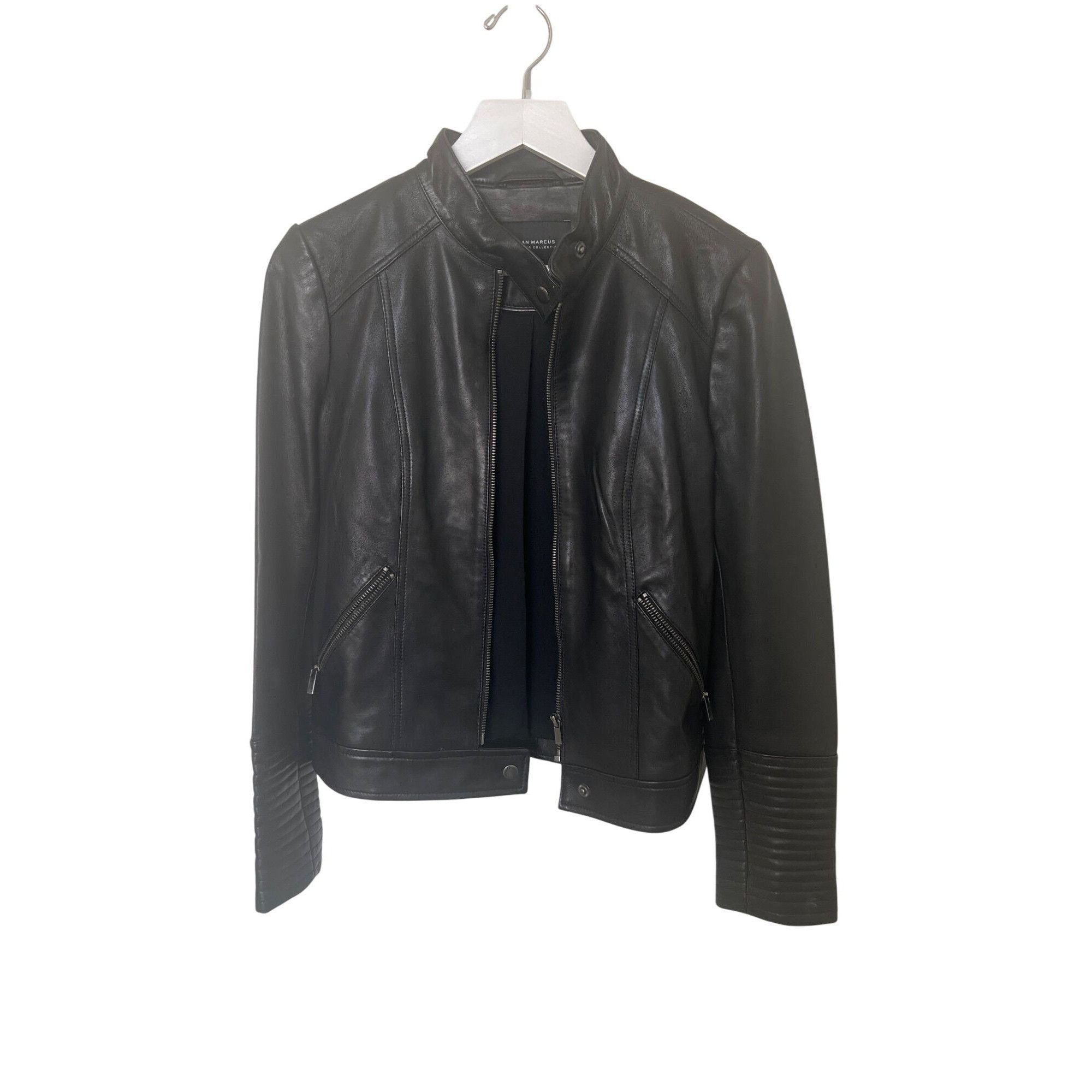 Neiman Marcus Neiman Marcus Black Leather Moto Jacket Size XS / US 0-2 / IT 36-38 - 9 Thumbnail