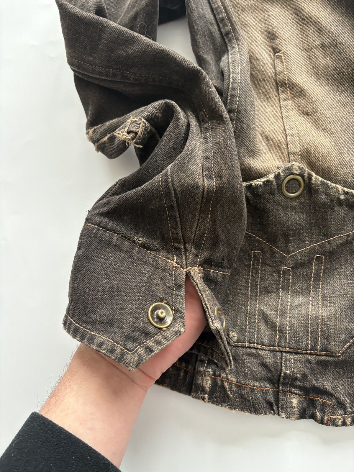 Japanese Brand Distressed Dark Brown Denim Blazer Jacket Opium Archive S Size S / US 4 / IT 40 - 6 Thumbnail