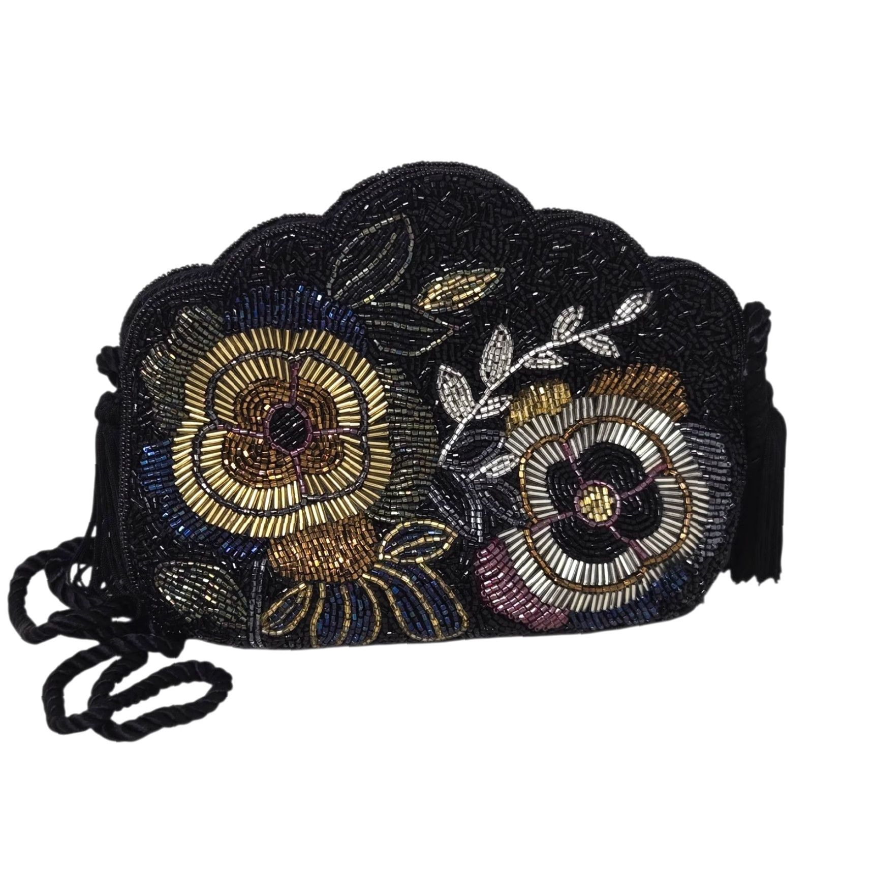 Vintage VINTAGE Floral Beaded Tassel Crossbody Purse Handbag Purse Women Beaded Tassel Crossbody Purse Handbag Floral Vintage 9x6.5 Size ONE SIZE - 2 Thumbnail