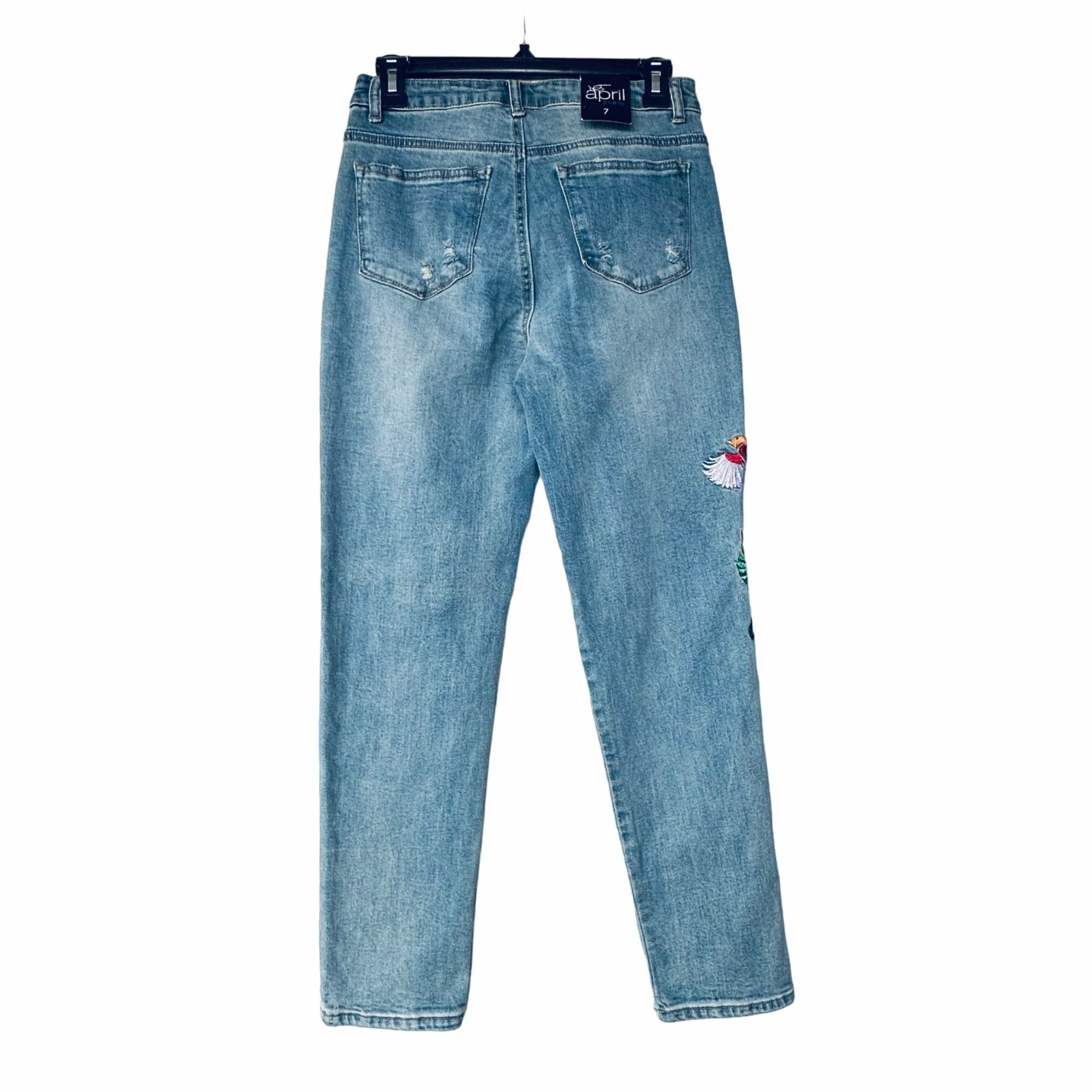 Other Women's Jeans Sz 7 April Mid Rise Skinny Bird Embroidery Med Size 26" / US 2 / IT 38 - 3 Thumbnail