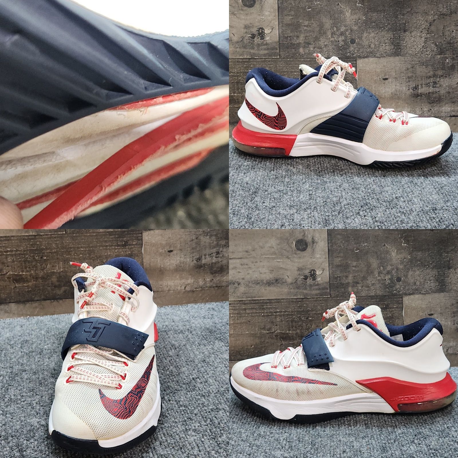 Nike Nike KD VII 653996-146 2014 Size 8.5 Red White and Blue Zoom Sneaker Men Basketball USA Team Nike KD V11 Size US 8 / EU 41 - 9 Thumbnail
